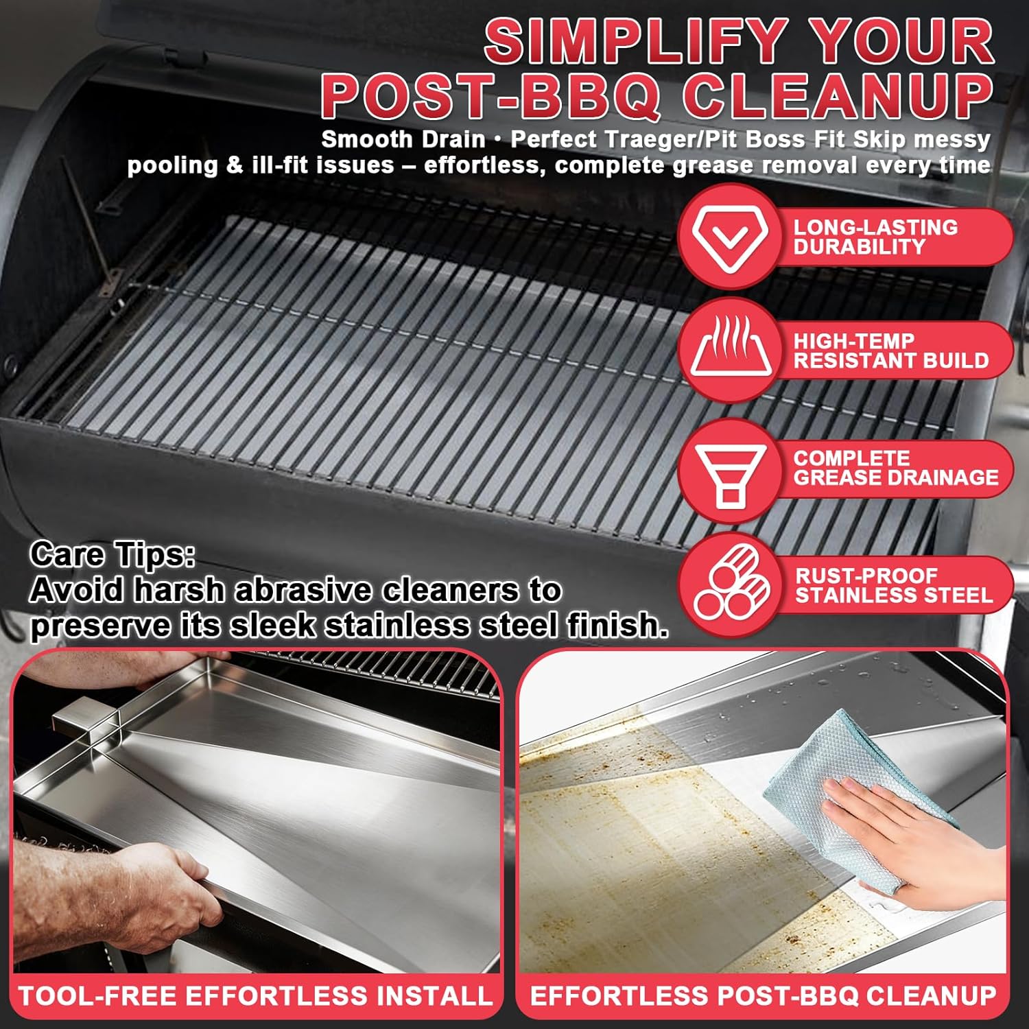 SUB025 Drip Pan for Traeger Tailgater Drip Tray Traeger Junior Elite 20 Tailgater 20 Bronson 20 Grill Accessories TFB29PLB BBQ055 TFB29LZB TFB29LZA TFB30LZAC Pit Boss 340 440 Deluxe KingChii 305 Parts