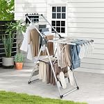 Tangkula Collapsible Clothes Drying Rack, 2-Layer Space-Saving Aluminum Drying Rack w/Adjustable Wings, Folding Laundry Drying Rack for Indoor & Outdoor Use