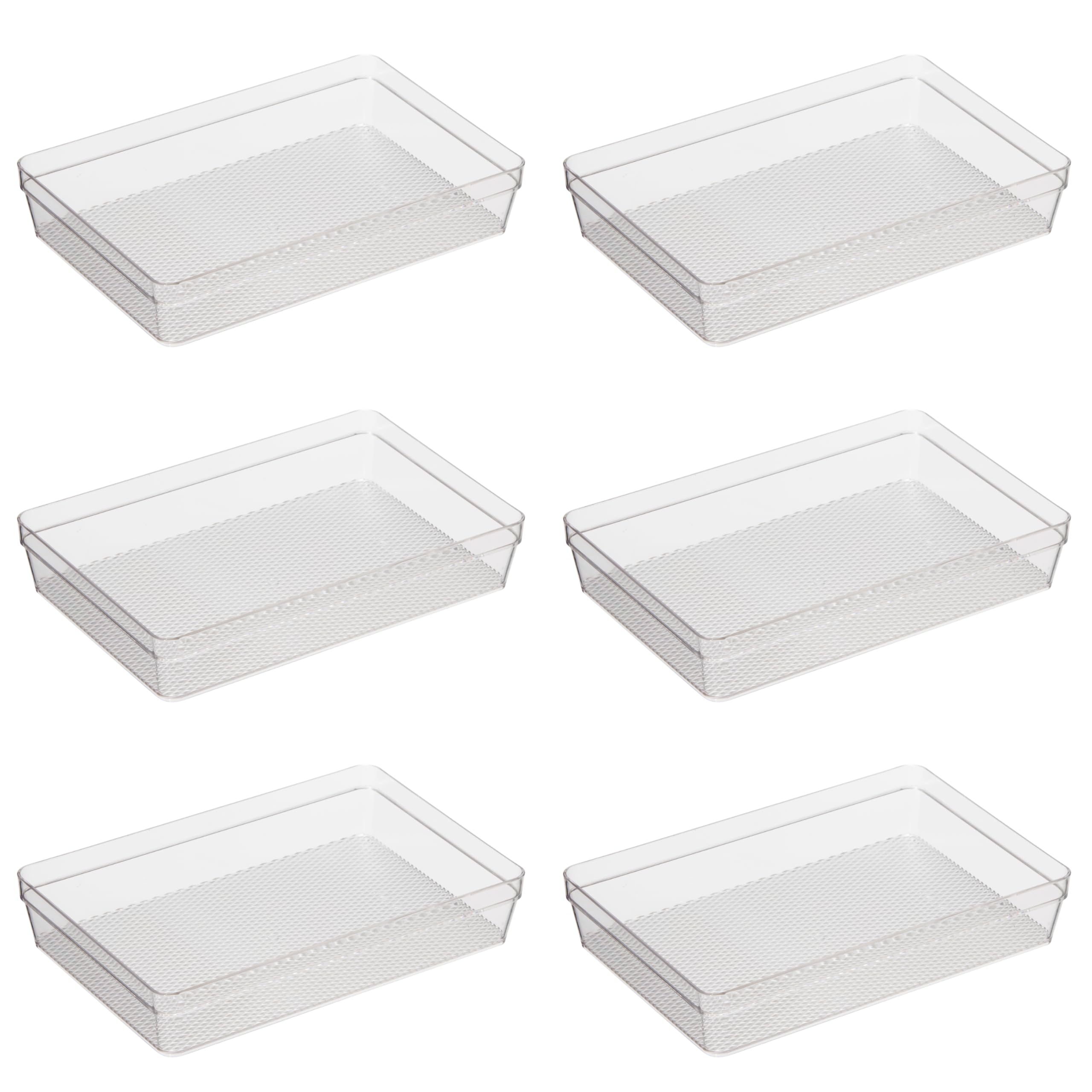 Oggi Organizer trasparente per cassetti, 15,9 x 23,5 cm, set da 6, ideale per organizzare cassetti da cucina, ufficio, scrivania, posate, utensili da cucina, cosmetici e bagni