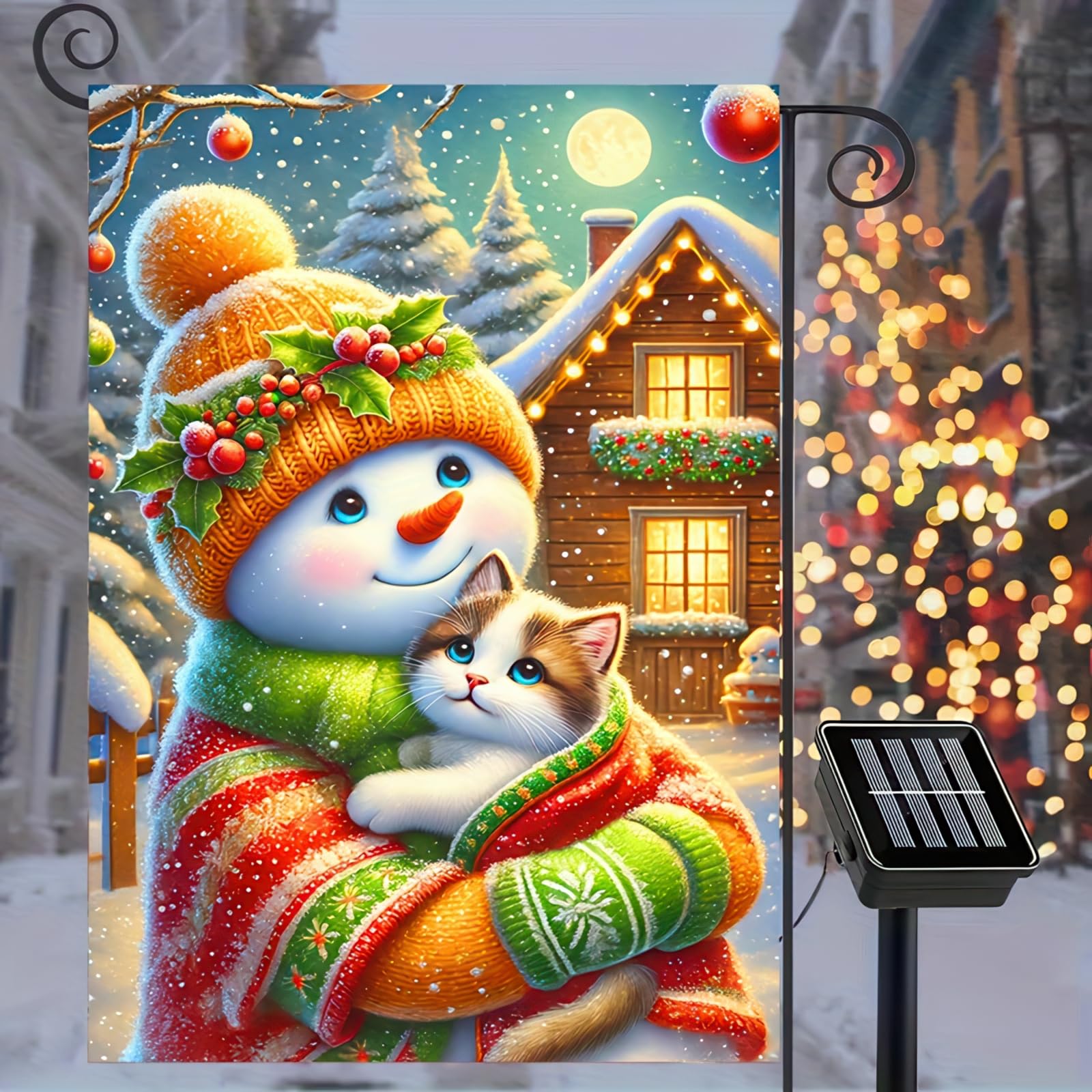 BlissYard Merry Christmas Garden Flag 12 x18 Double Sided Winter Snowman Cat Garden Flag Seasonal Merry Christmas Home Decor Outdoor Decorative Banner Small Flags for Yard Lawn Patio Porch Farmhouse