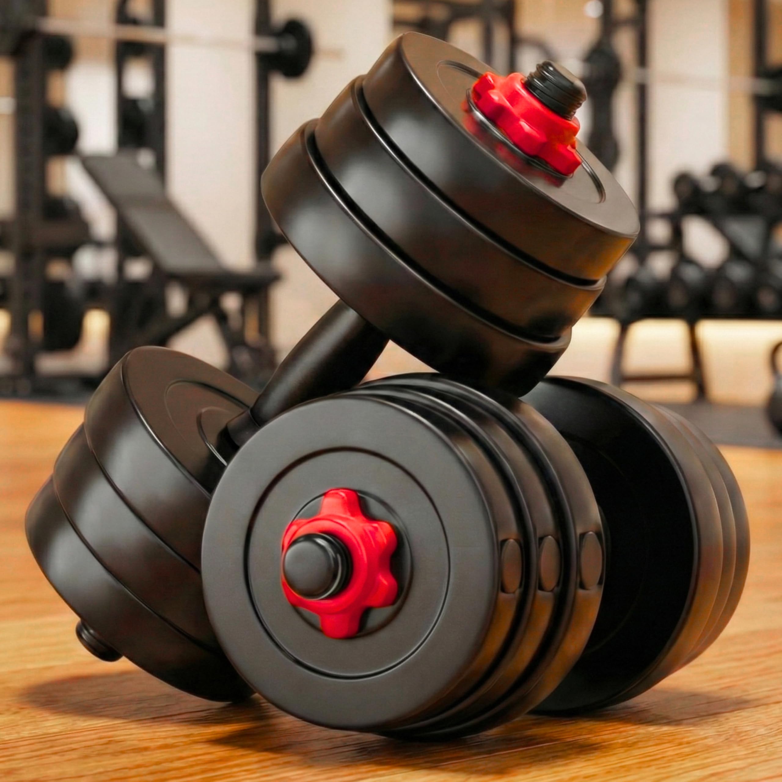 10 Kg (2.5kg x 4) Adjustable PVC Dumbbells Weights set With 14" Inches Dumbbells Rods Gym Equipment For Home Gym Exercise & Strength Training, (Black)