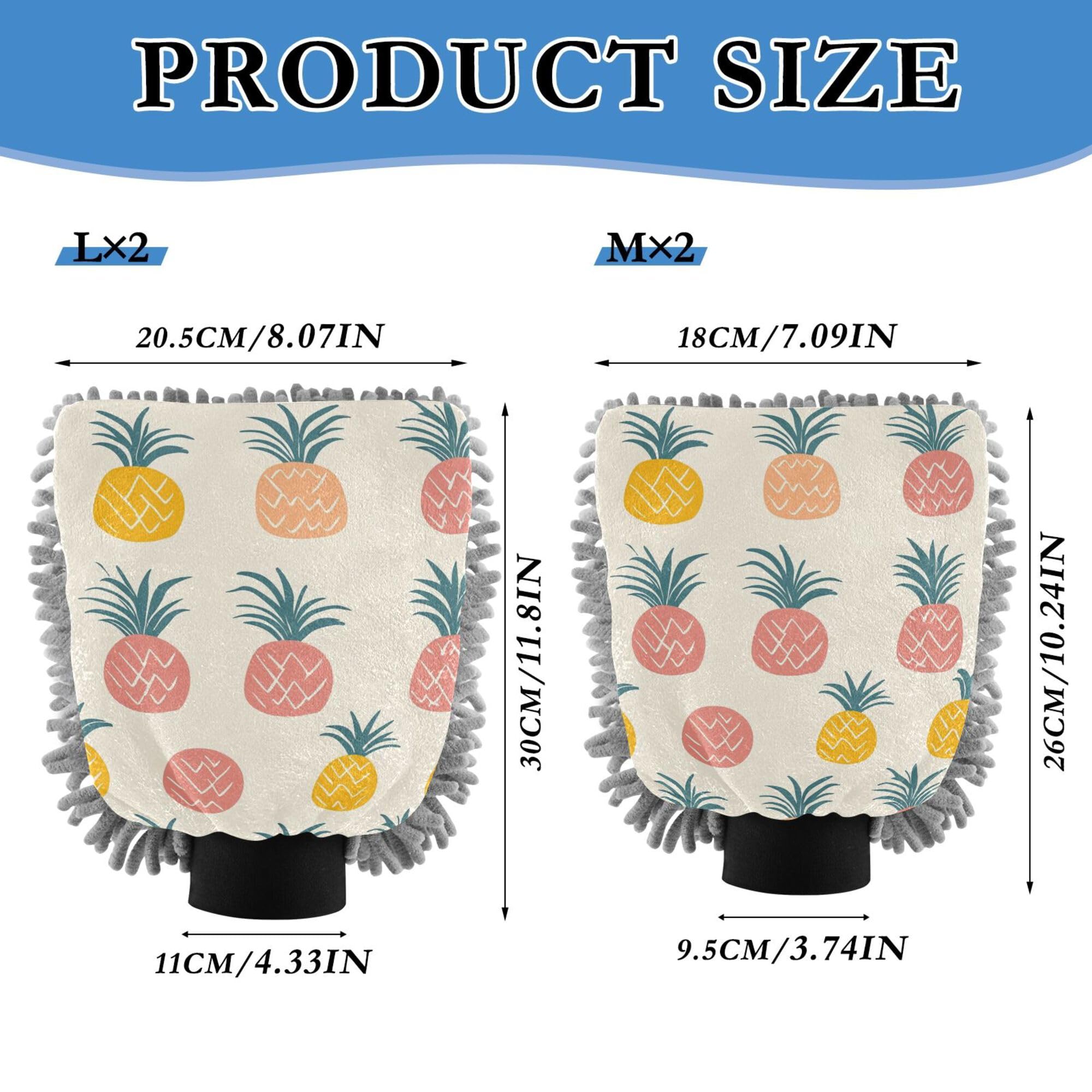 Cute Cartoon Pineapples Wash Mitt for Cars 11.8'' Washing Mitts Scratch Free Clean Sponges for Wash Drying