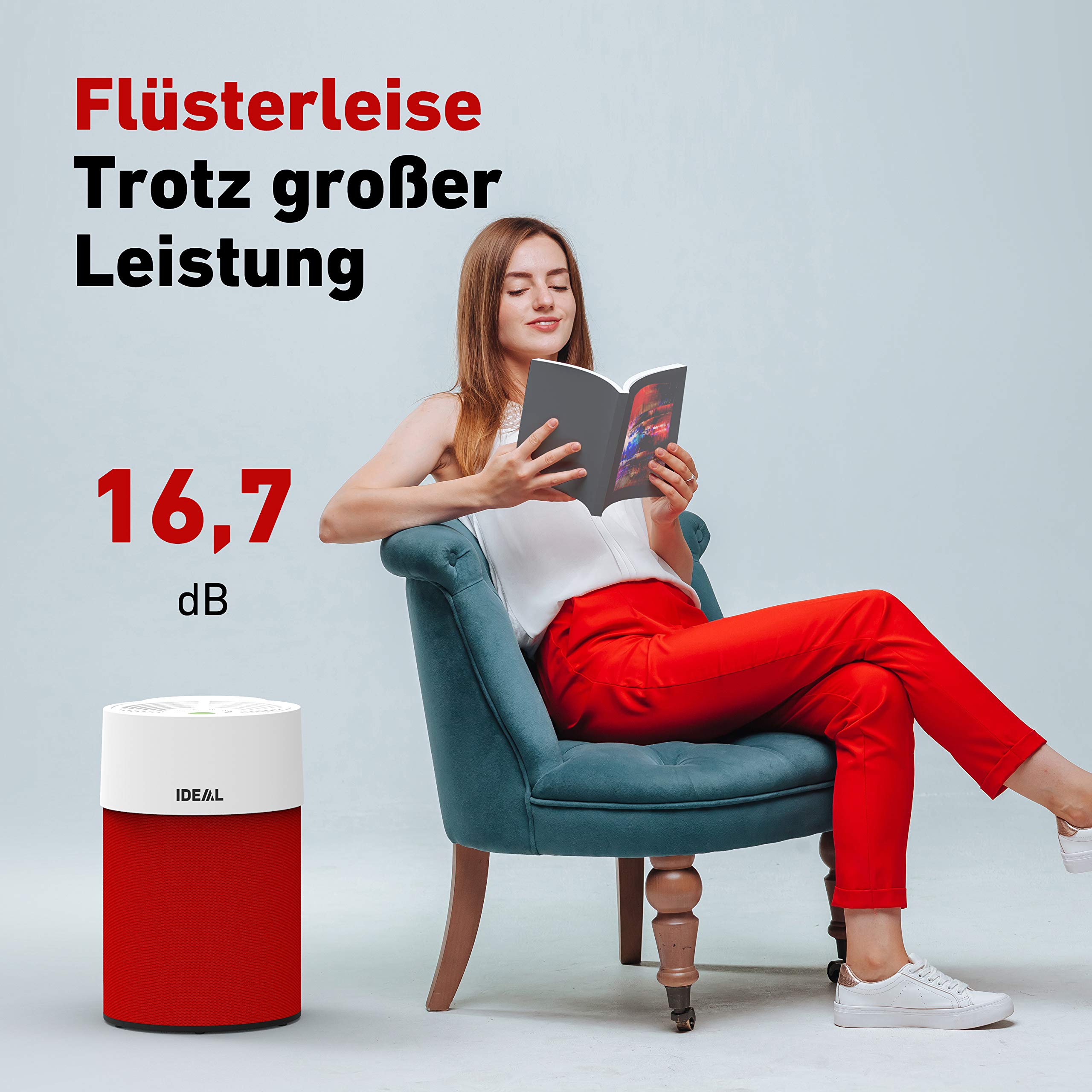 IDEAL - Oczyszczacz powietrza AP30 PRO do 40m² I Made in Germany I Red I Filtr HEPA i węgiel aktywny, który usuwa 99,99% alergenów, pyłków, bakterii, dymu... I Dla alergików