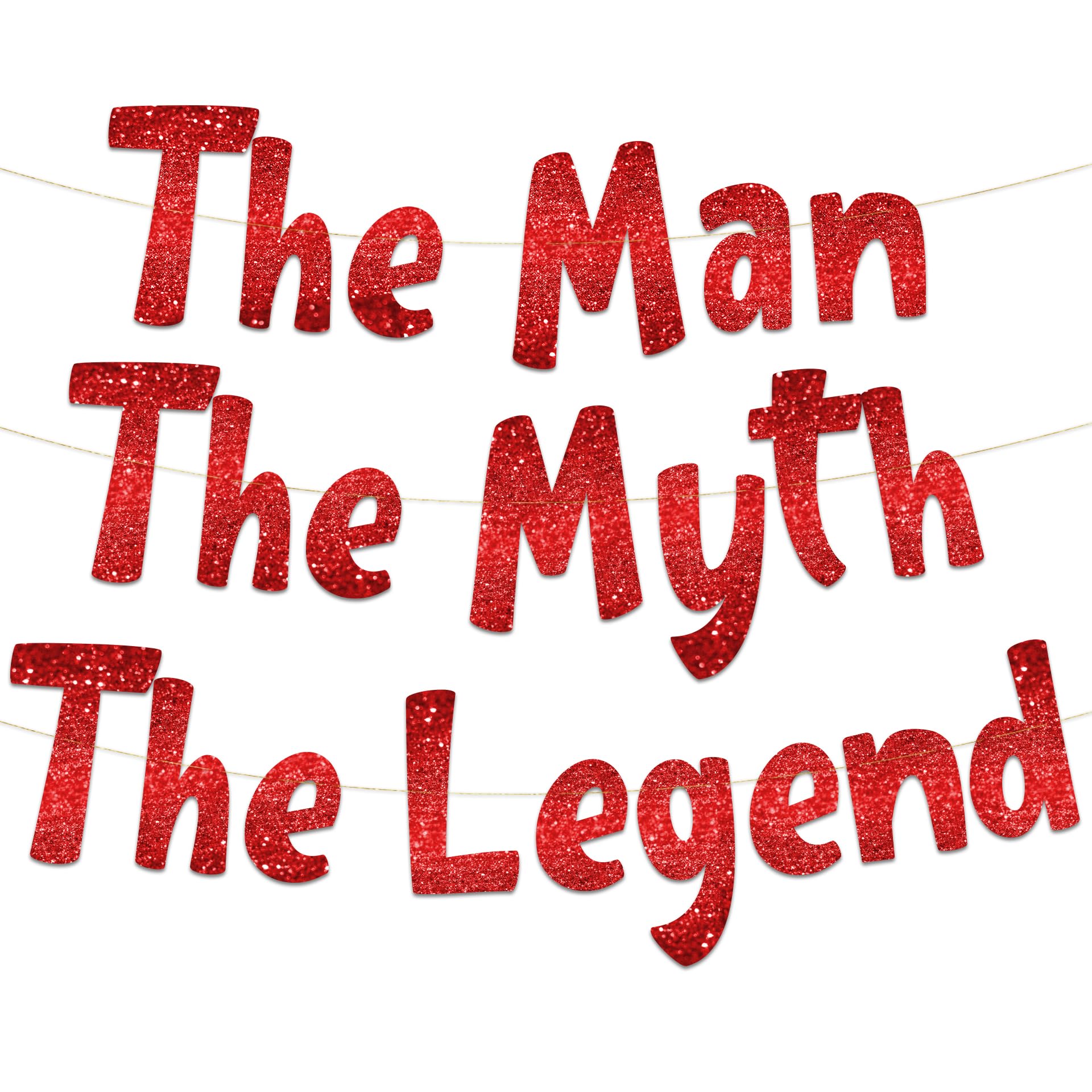 Pre-Strung The Man The Myth The Legend Red Glitter Banner - Retirement Decorations for Men and Women - Retirement Party Supplies and Gifts