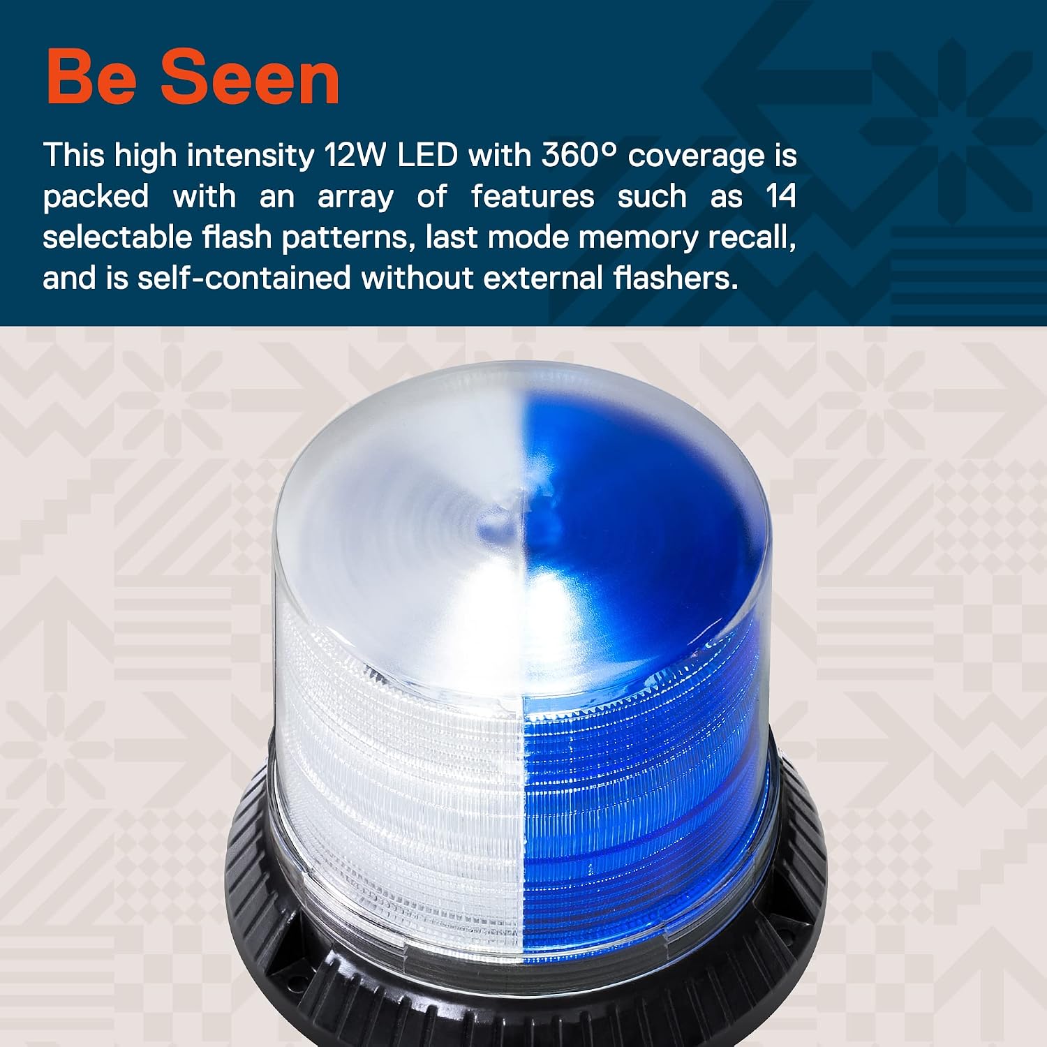 12W BLUE/CLEAR LED Beacon Warning Light [Magnet/Permanent Mount] [Dust Cover] Rooftop Flashing Blue Emergency Strobe Light For Volunteer Firefighter Trucks Vehicles