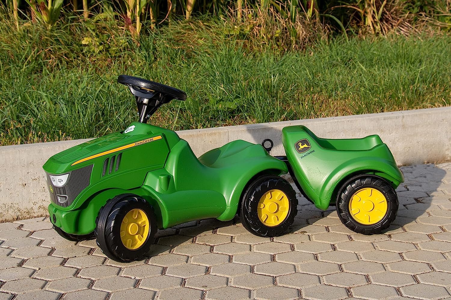 Rolly Toys 135660 Minitrac John Deere 6150R samochód dziecięcy z przyczepą rollyMinitrac Trailer przyczepą, schowkiem pod maską