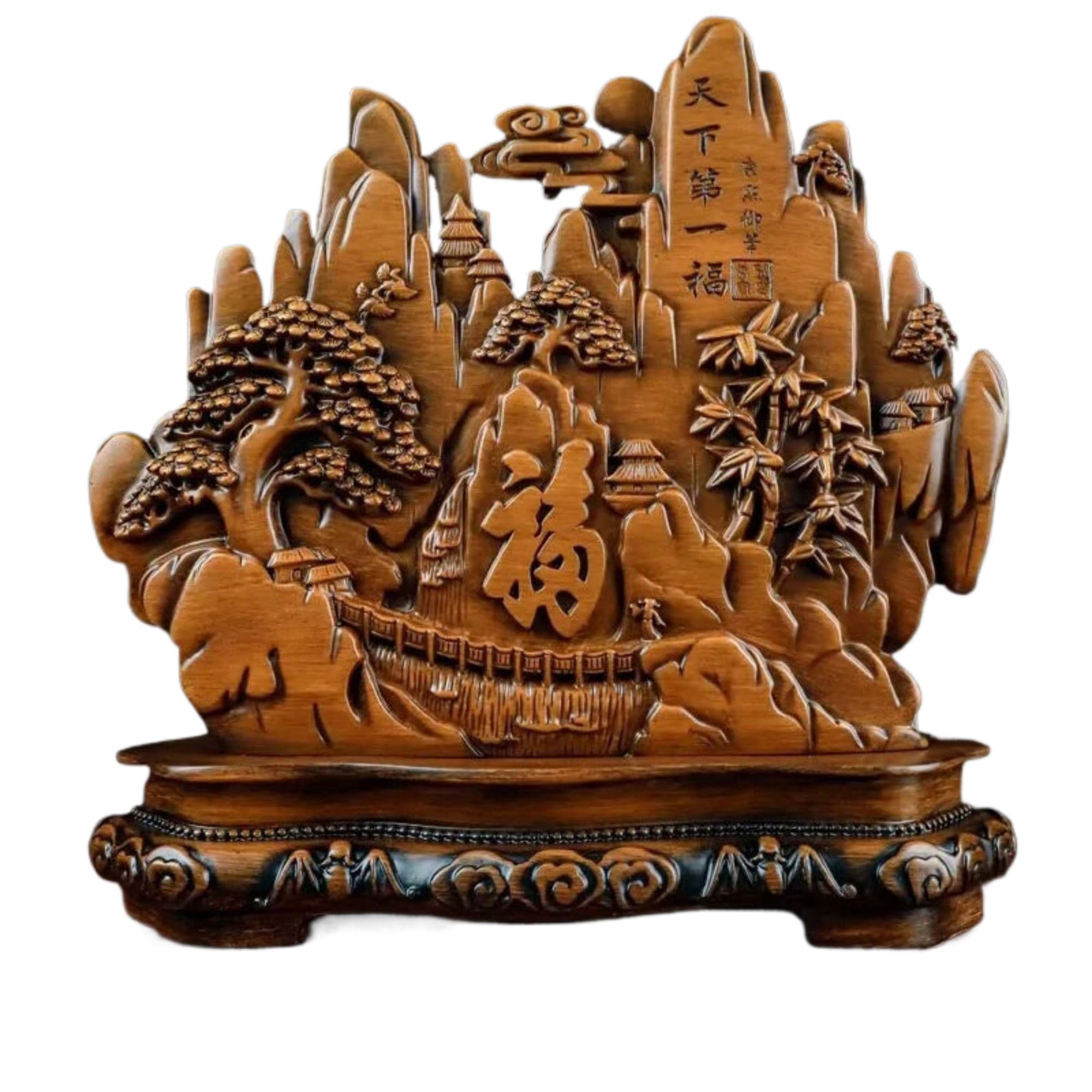 Amazon.com: noxozoqm 天下第一福寿山石摆件Chinese Feng Shui Resin