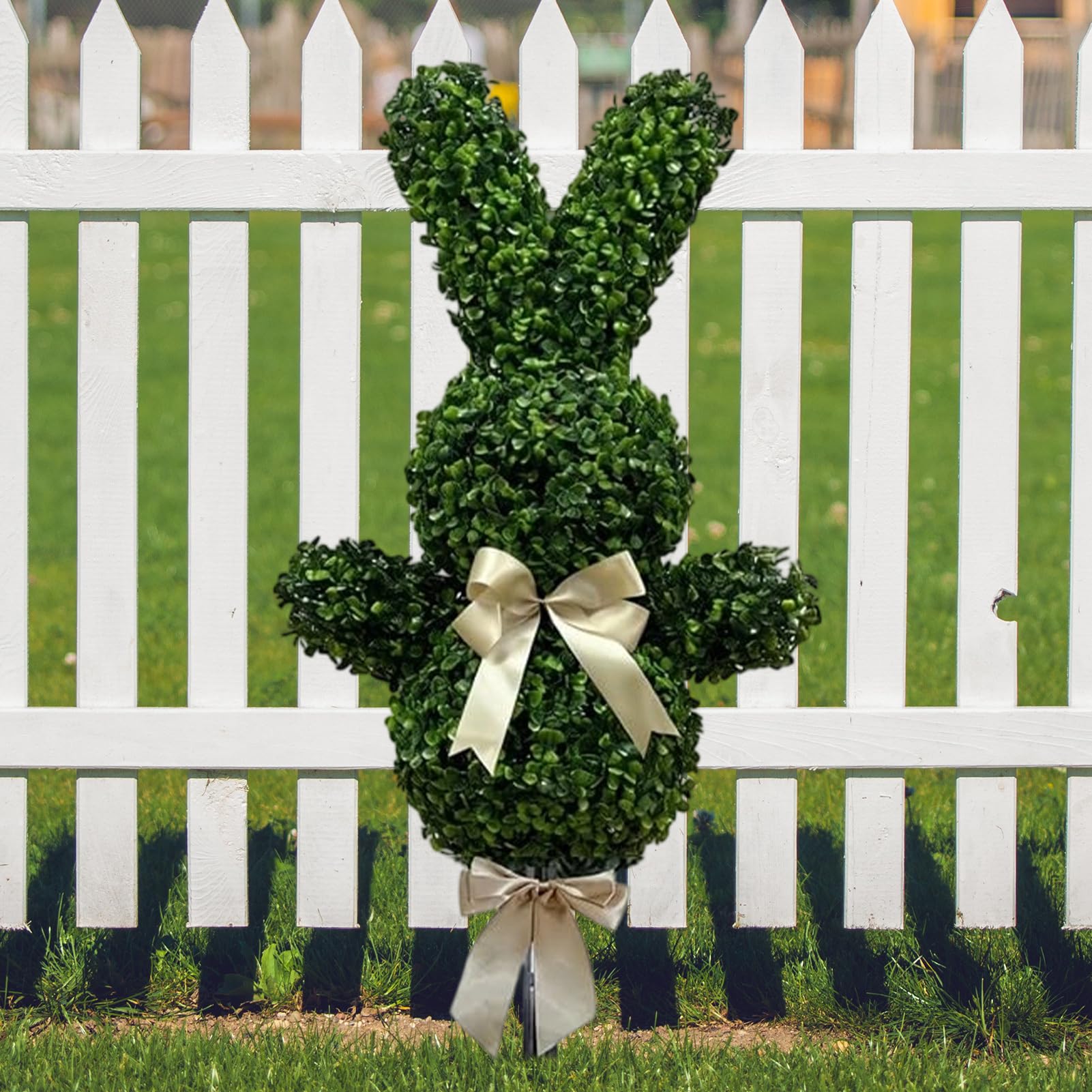 Generico Pianta di Pasqua Statuine di Conigli con Bianco | Decorazioni Artificiali Coniglio Pasquale Per Portico Giardino Terrazzo Casa Primavera Inverno Natale