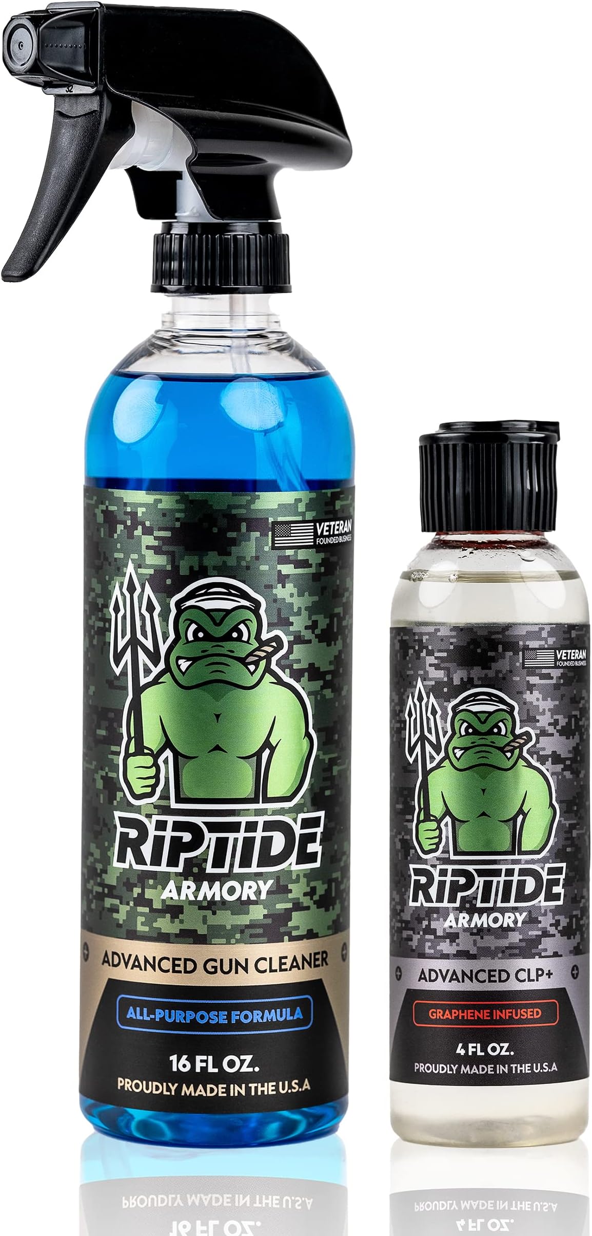 Riptide Armory Advanced Gun Cleaner & CLP+ Graphene 2 Step Kit - Clean, Lube, Protect Long-Lasting Formula - Nano Coat Technology - Veteran Founded & Formulated by Former US Navy Seal