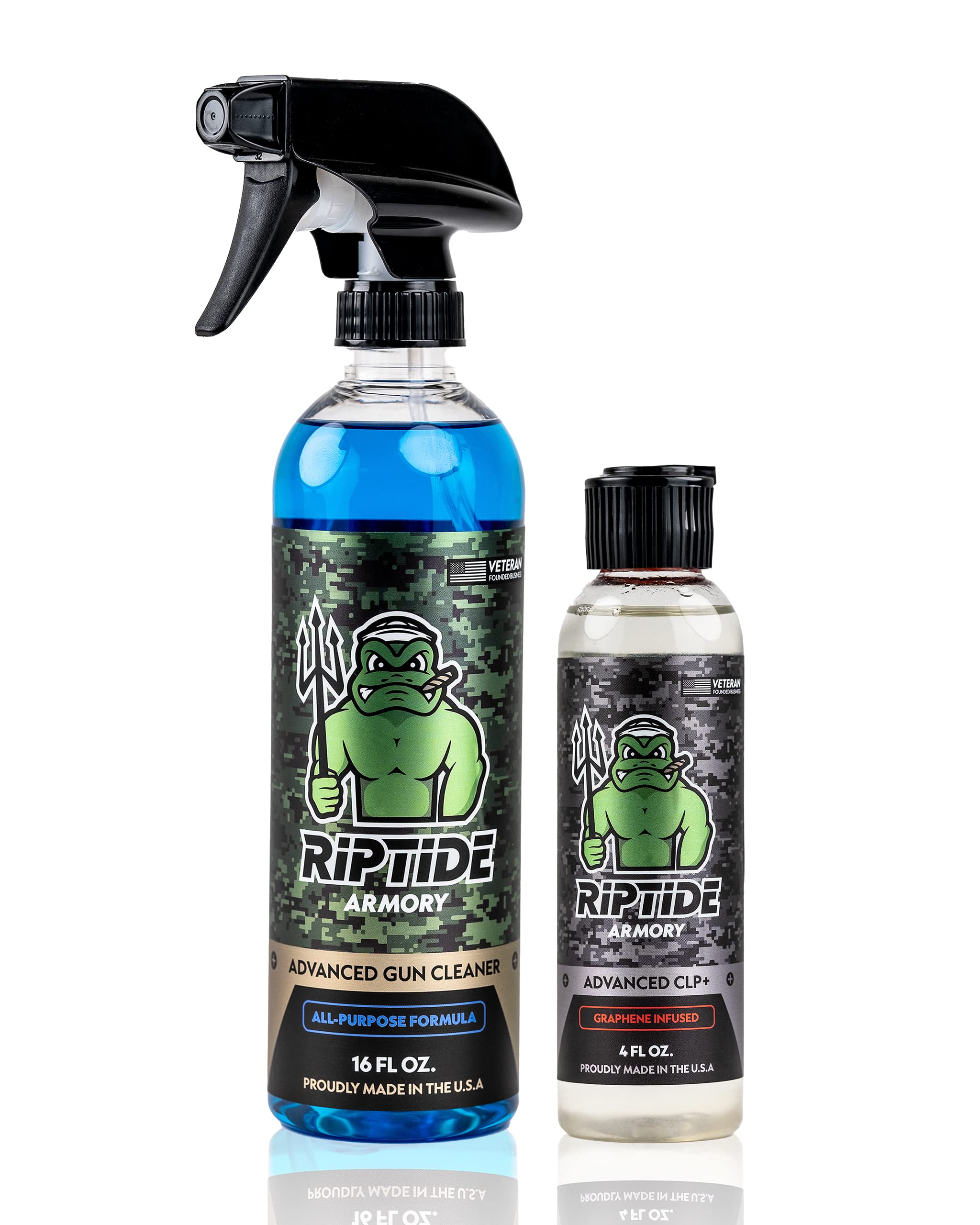 Riptide Armory Advanced Gun Cleaner & CLP+ Graphene 2 Step Kit - Clean, Lube, Protect Long-Lasting Formula - Nano Coat Technology - Veteran Founded & Formulated by Former US Navy Seal