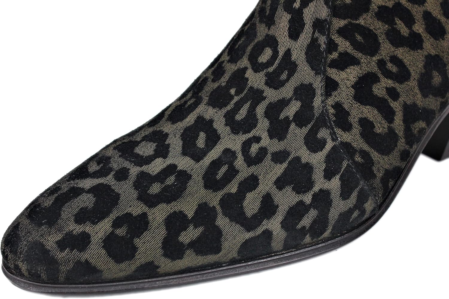 OSSTONE Men Chelsea Ankle Boots Leather Leopard Boot with Side Zipper Heel Boots OS-JY047-US-R - Image 7