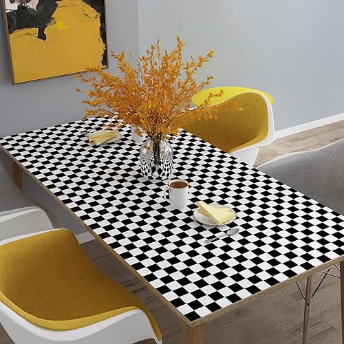 Miniatura 2 de LaCheery Papel de contacto blanco y negro de 15.8 x 276 pulgadas, papel tapiz grueso a cuadros para despegar y pegar, papel tapiz autoadhesivo