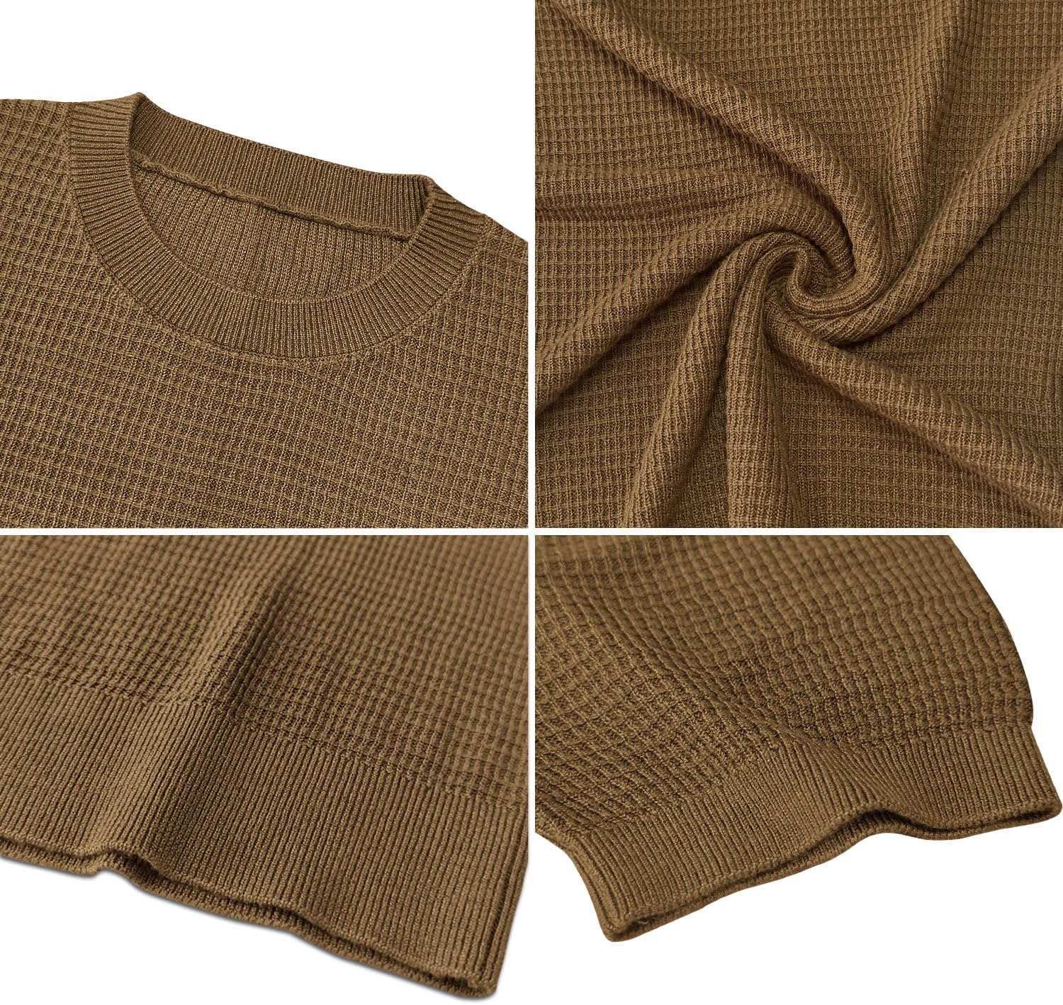 LOGEEYAR Men's Fashion Crewneck Knitted T-Shirts Short Sleeve Textured Pullover Tees Casual Waffle Knit T Shirts for Men - Image 5