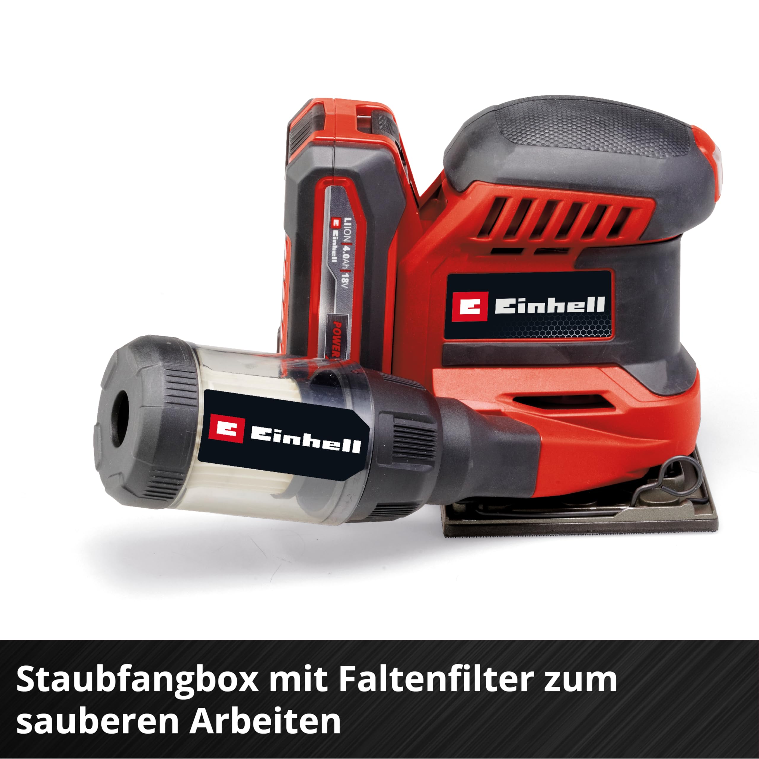 Einhell Akku-Faustschleifer TE-OS 18/113 3X Li-Solo Power X-Change (18 V, Schwingschleifer, 3x wechselbare Schleifplatten, 1,8 mm Schwingkreis, inkl. Zubehör ohne Akku)