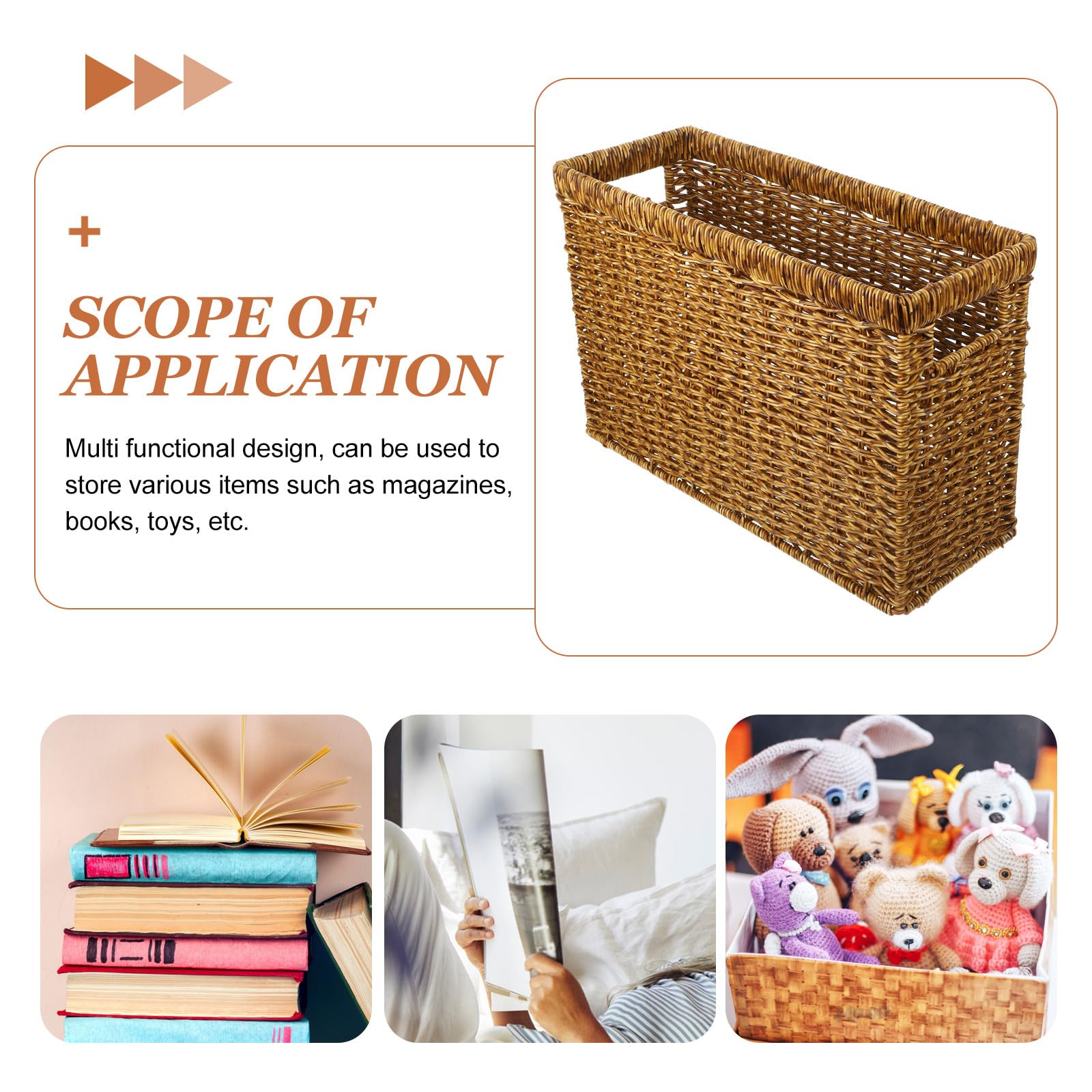 MAGICLULU Cesta Tejida con Asa Resistente y Ligera Organizador de Escritorio Multifuncional Cesta Pequeña de Plástico Ratán para Almacenamiento y Decoración del Hogar