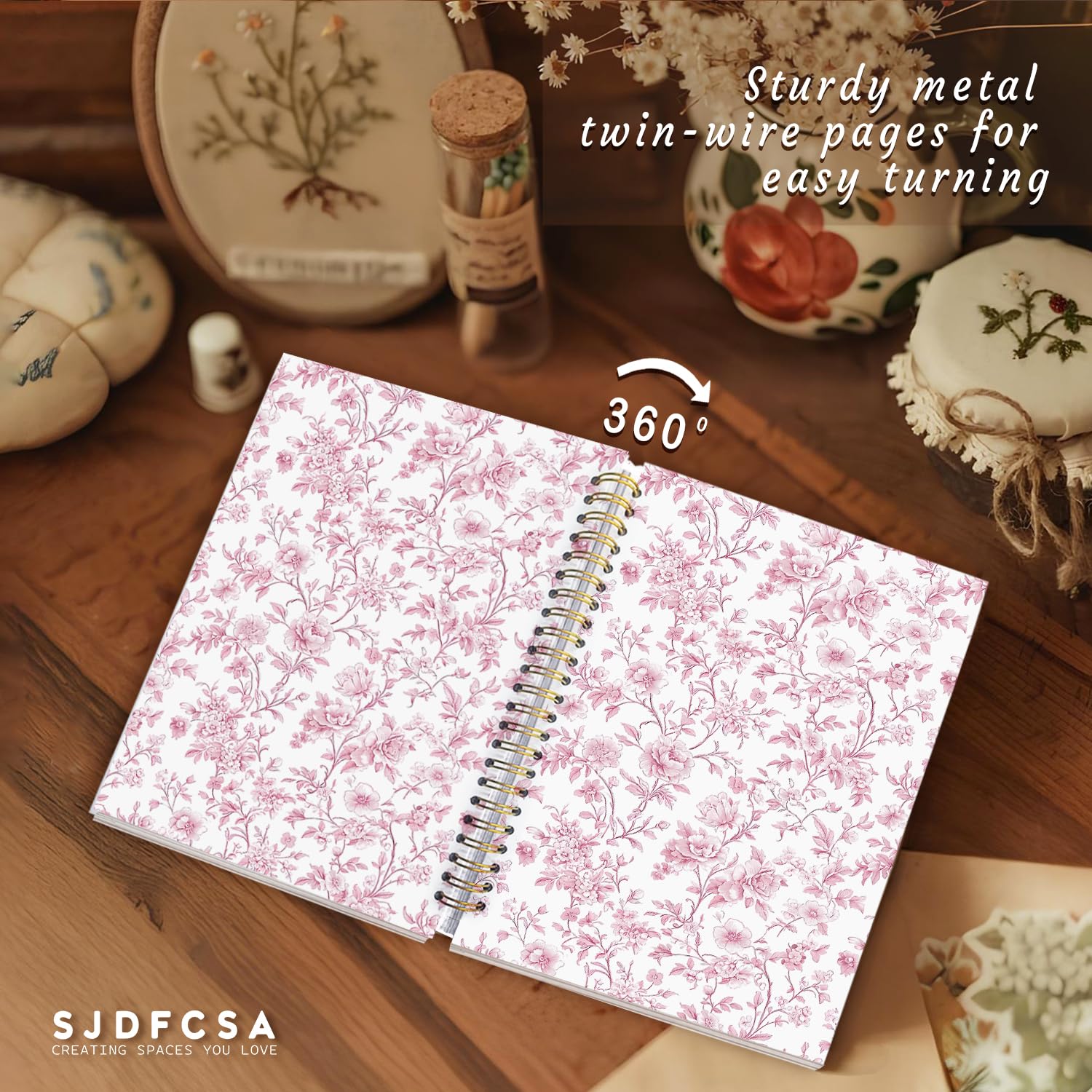 Taccuino floreale carino regalo per donne, coquette rosa, quaderno a spirale per ragazze adolescenti, diario estetico, 14 x 20 cm, forniture per scuola e ufficio