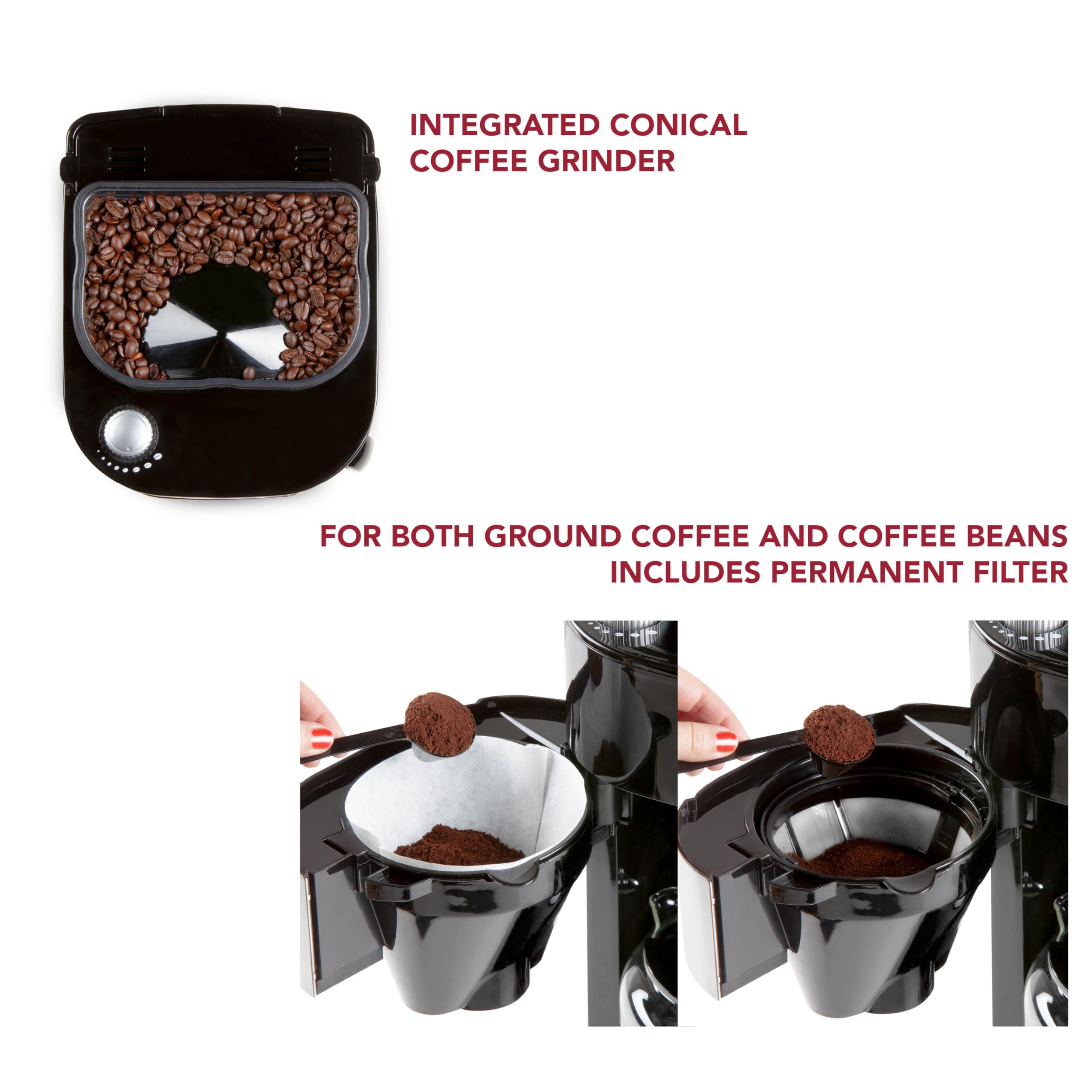 CAFETERA DE FILTRO DOMO GRIND AND BREW DO721K, DO721K