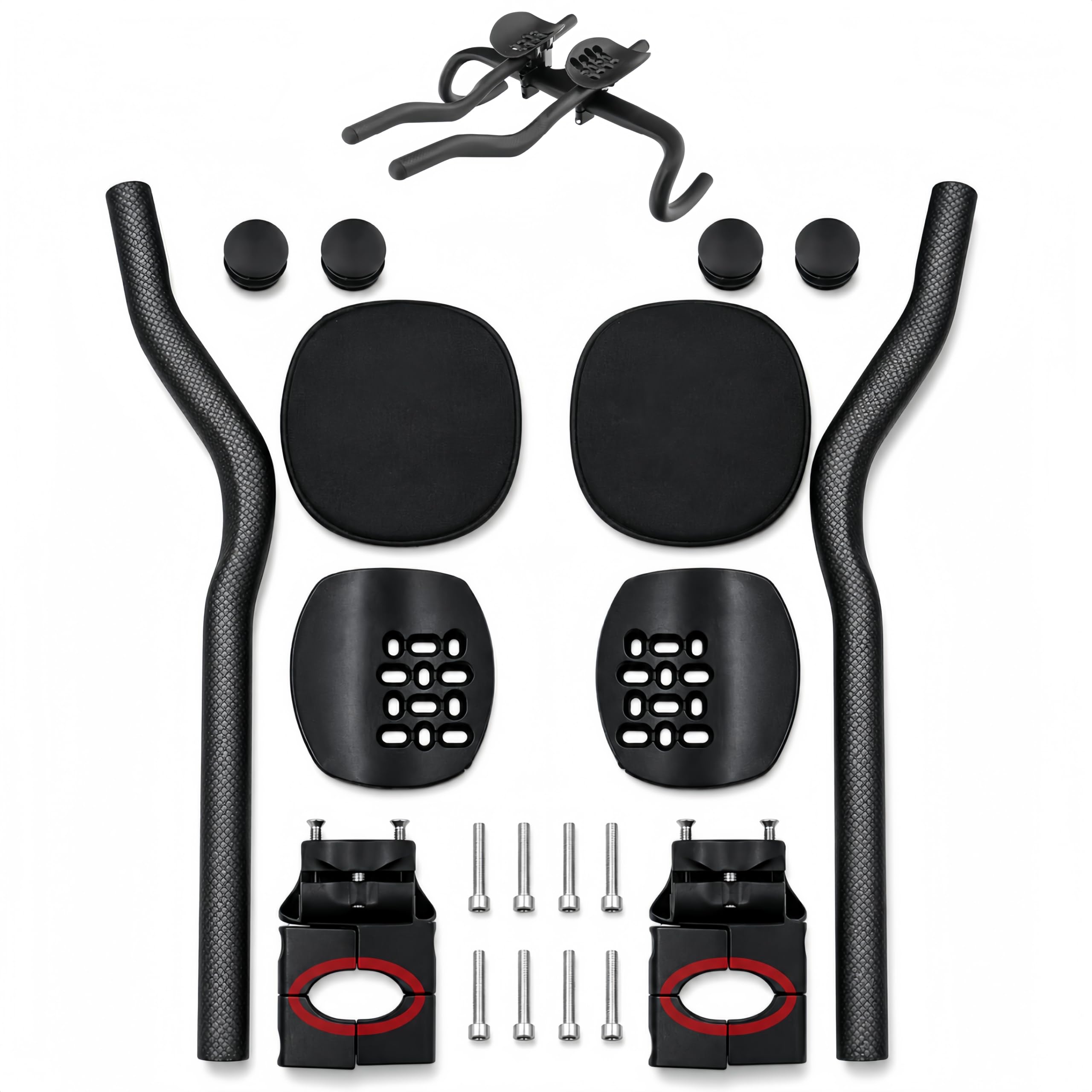 Manubrio Bici, Manubri da Bici da Corsa in Carbonio con Angoli Regolabili di 30° Prolunghe Manubrio Triathlon con Due Morsetti di Montaggio per Manubri Aerodinamici da 31,8 mm per Cronometro