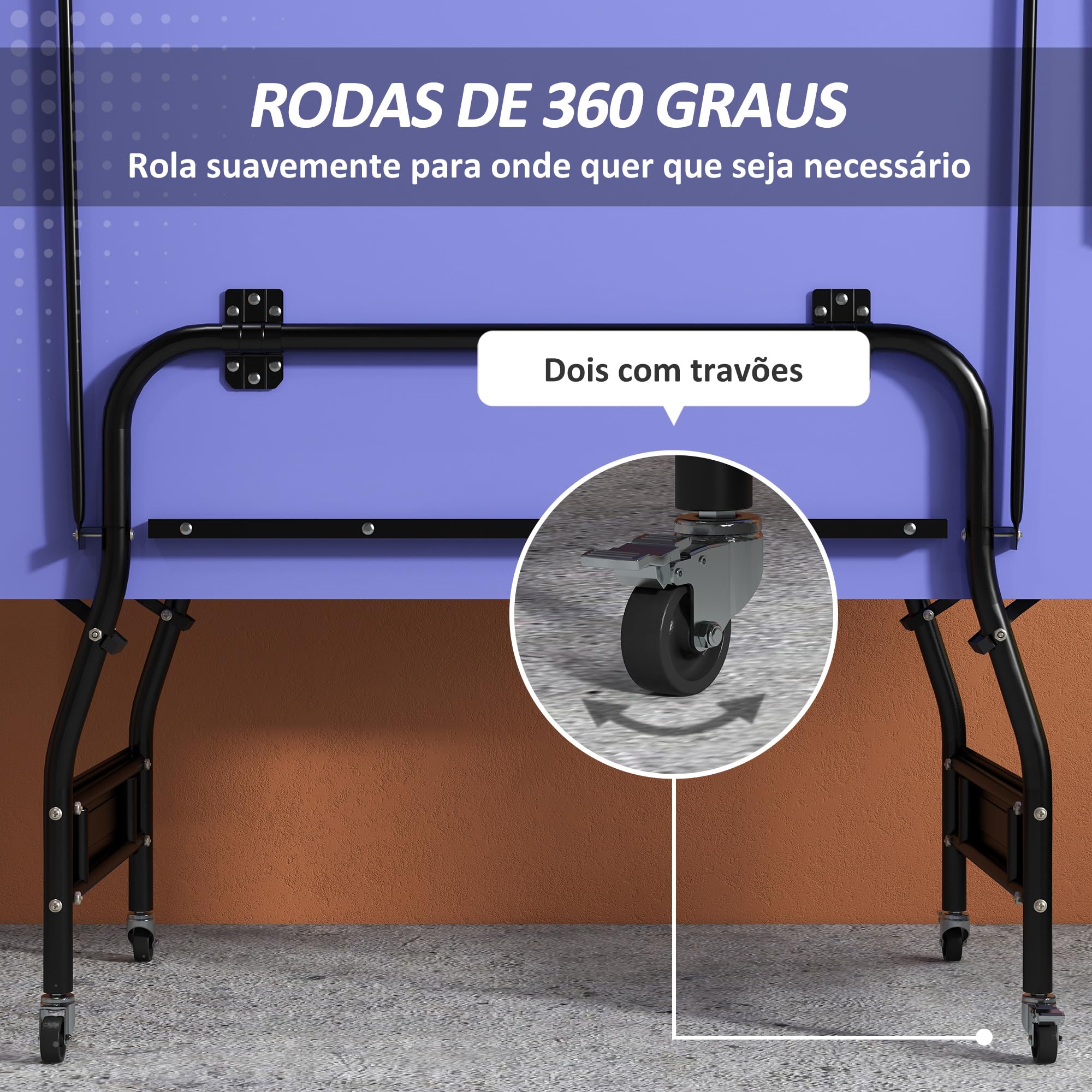 SPORTNOW Mesa de Ping-Pong Plegable Tamaño Estándar con 4 Ruedas, Red, 2 Paletas y 3 Pelotas 274x152,5x76 cm Azul