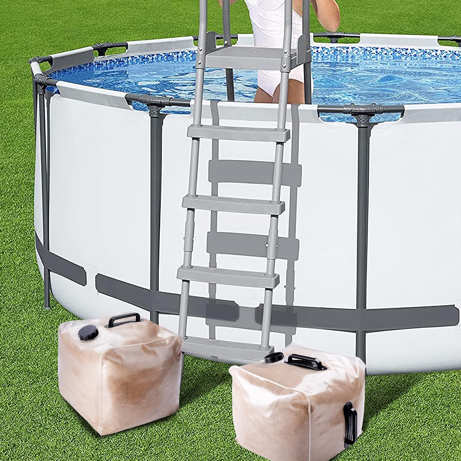 2 Pcs 50 LB Heavy Duty Pool Weight Sand Bags, Universal Pool Ladder Weights