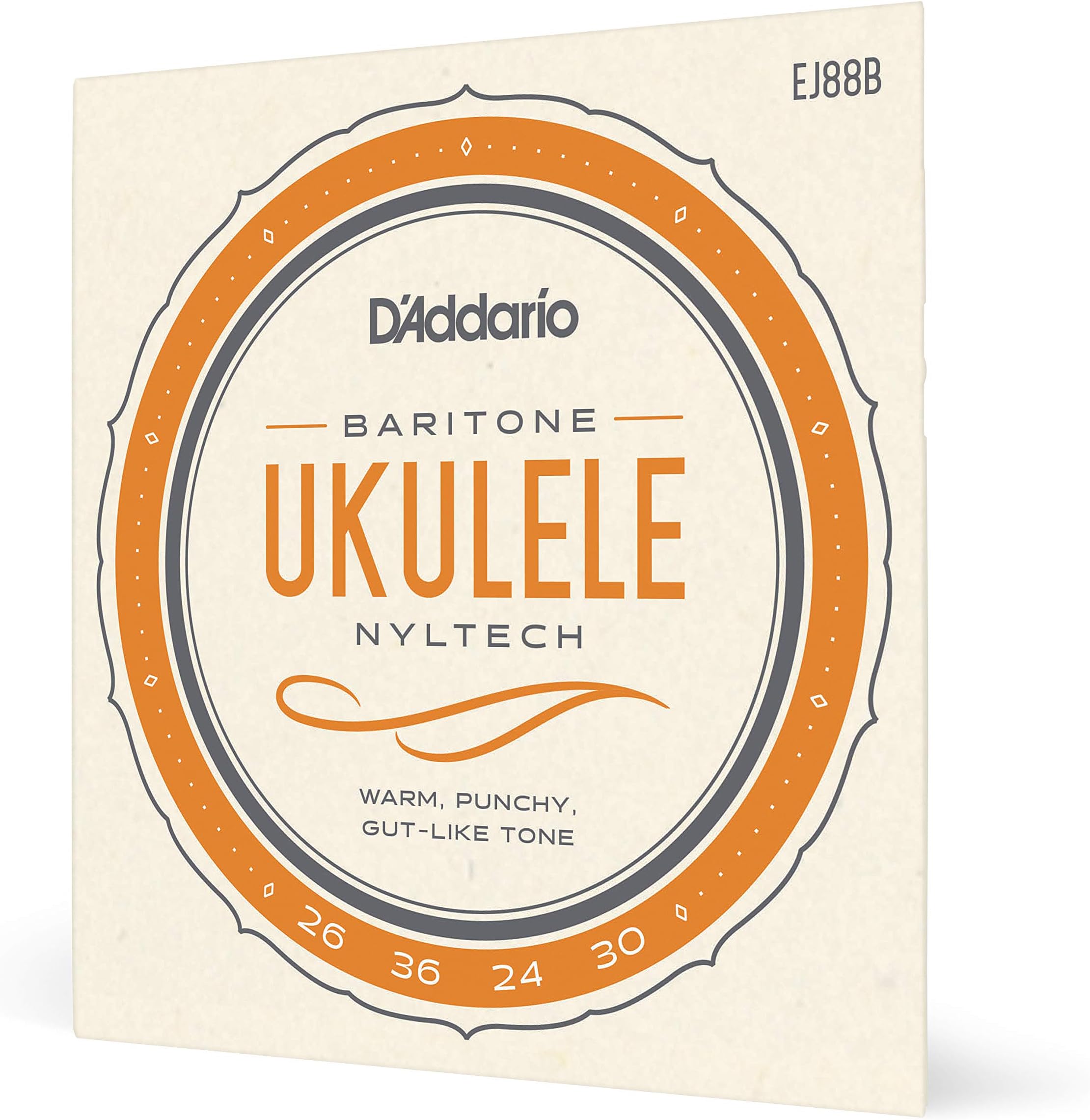 D'Addario Baritone Ukulele Strings, Nyltech, EJ88B, 4-String Set, Pack of 1