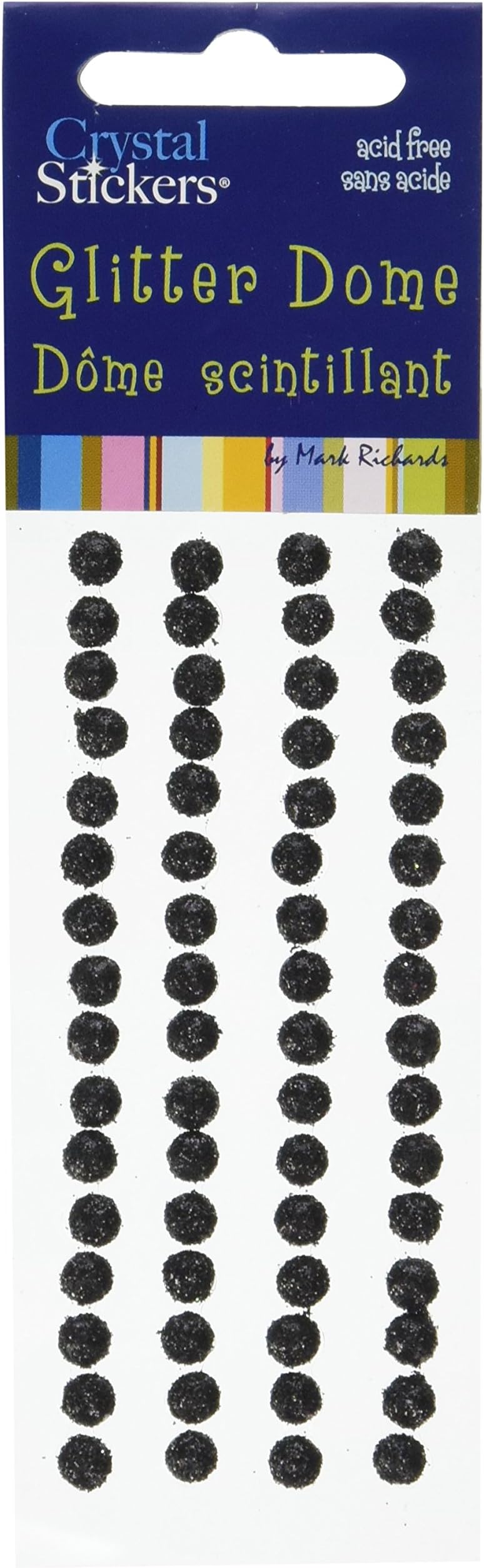 MARK RICHARDS Crystal Stickers Glitter Domes 5mm 64/Pkg-Black