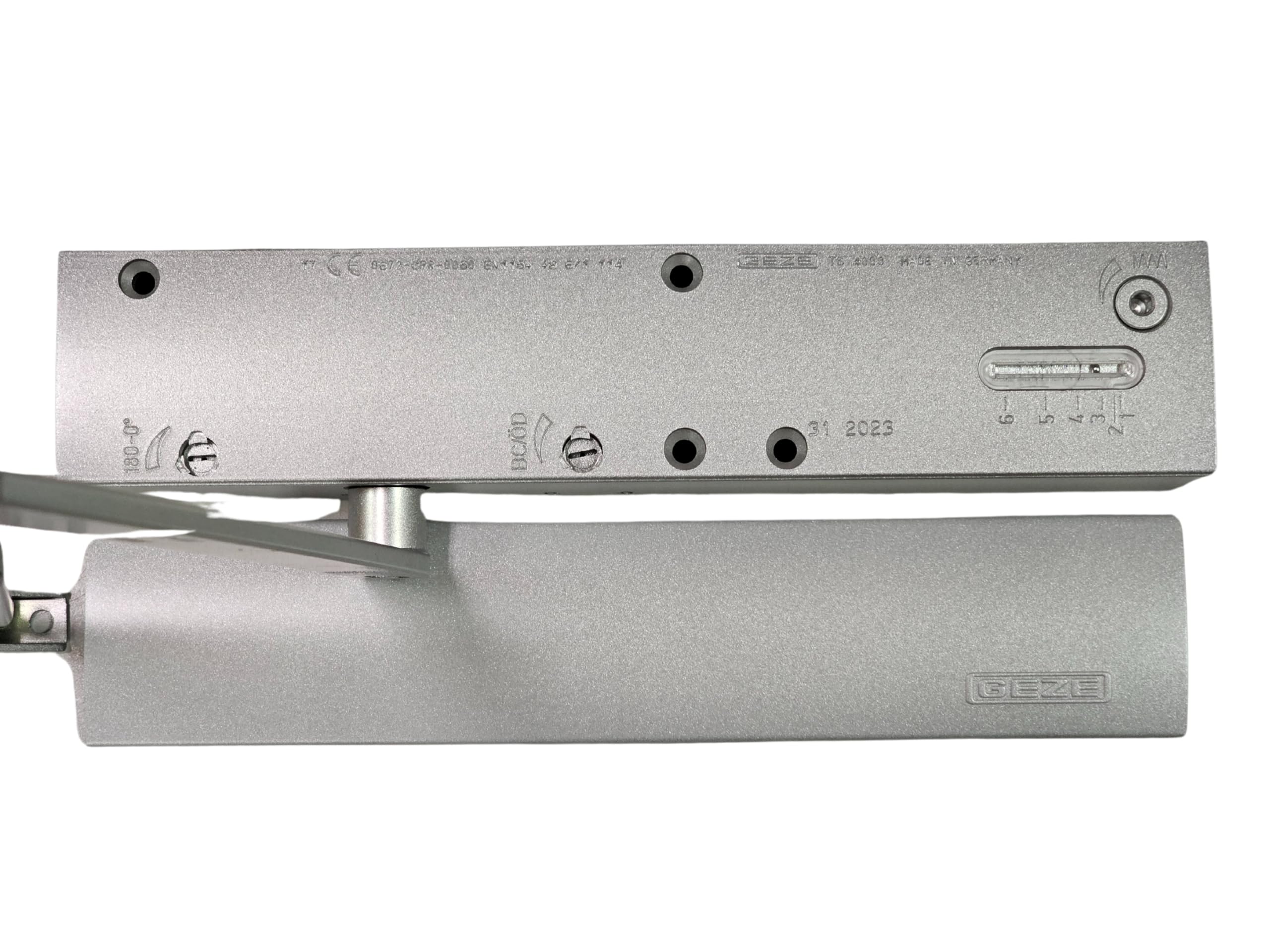 GEZE TS 4000 - Chiudiporta a palo per porte singola, larghezza fino a 1400 mm, con aste di bloccaggio e piastra di montaggio 3 in 1