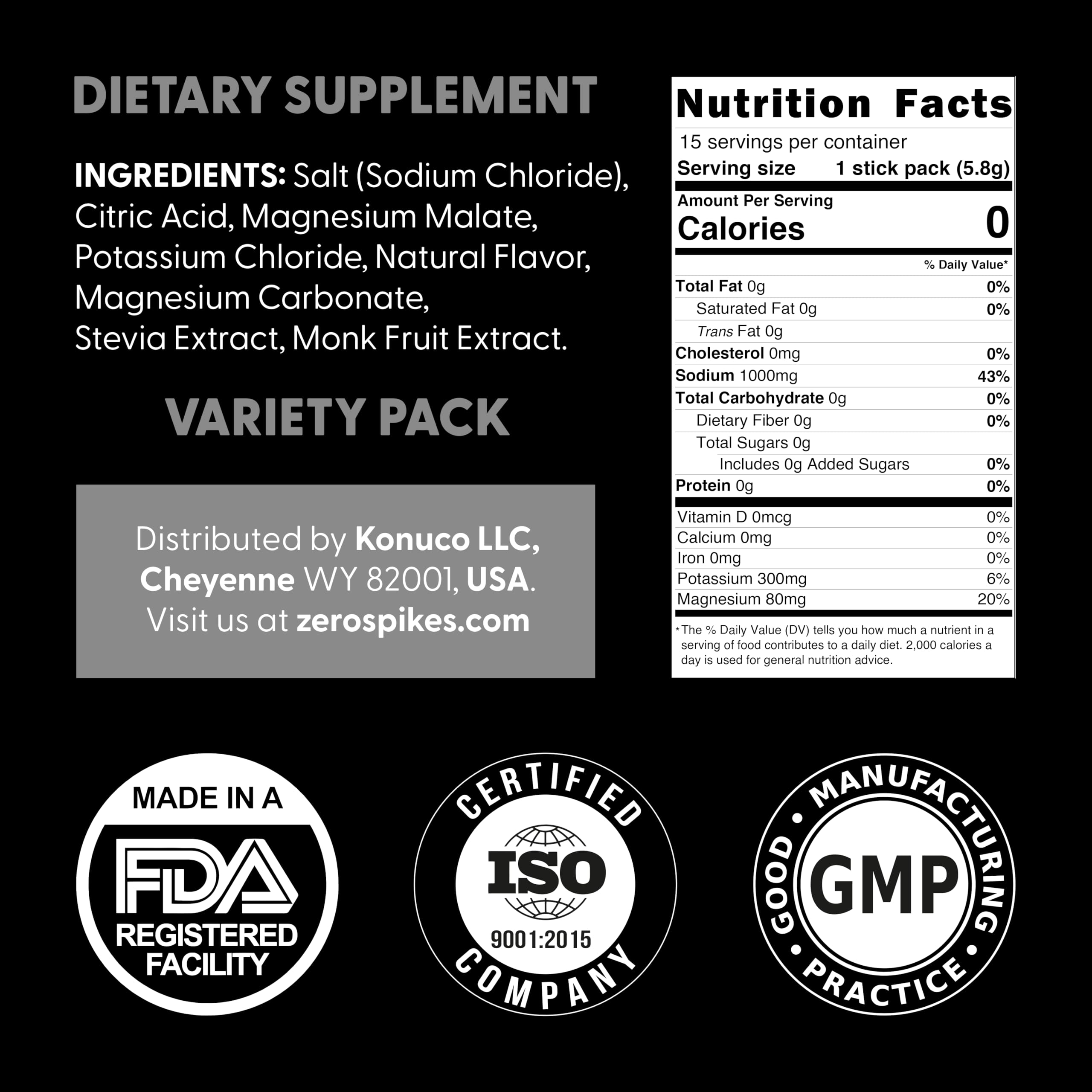 No Sugar Electrolytes Powder Packets | Keto & Fasting Salts Drink Mix | Supplements: The Key Hydration Nutrients Missing from Purified Water | Clean, Variety Pack, Calorie Free | 15 Sticks