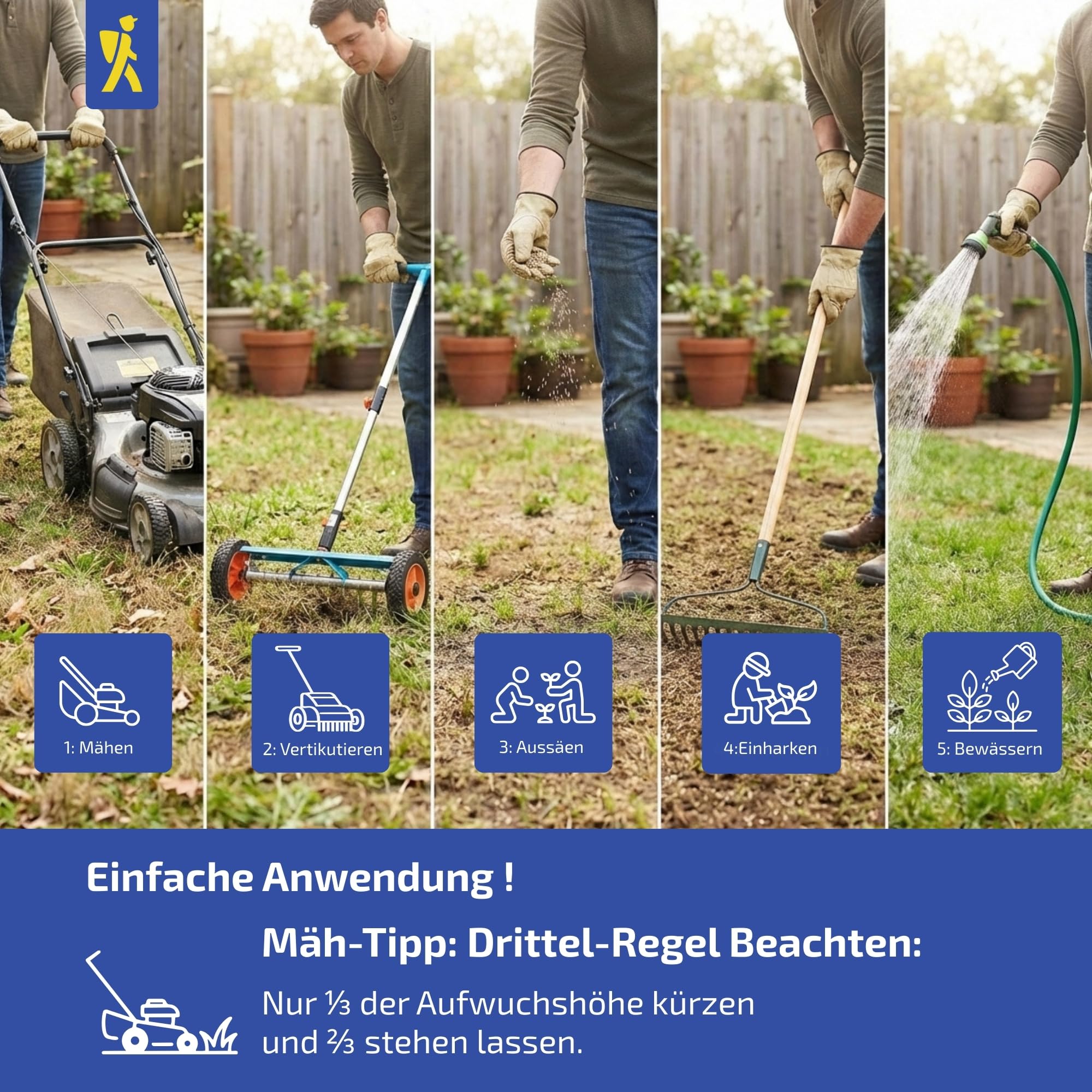Kiepenkerl Rasen Nachsaat-Booster Grassamen | 1,8kg für 70m², Schnellkeimend, Strapazierfähig, Spiel- & Sportrasen, Dichter Traumrasen in wenigen Tagen