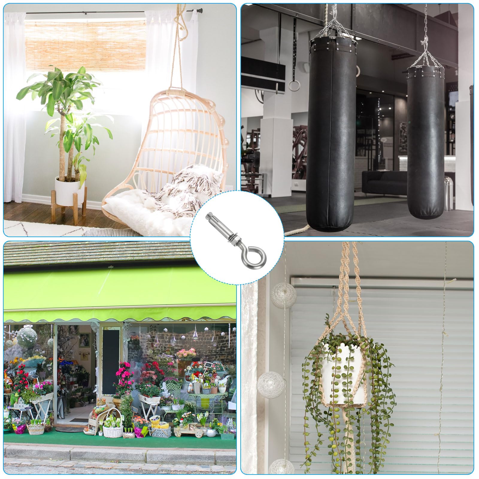 Uxcell Concrete Wall Hook Expansion Hook Open Cup Screw Stainless Steel For Indoor Outdoor Ceiling Concrete Walls 10 M6 40mm - View #8