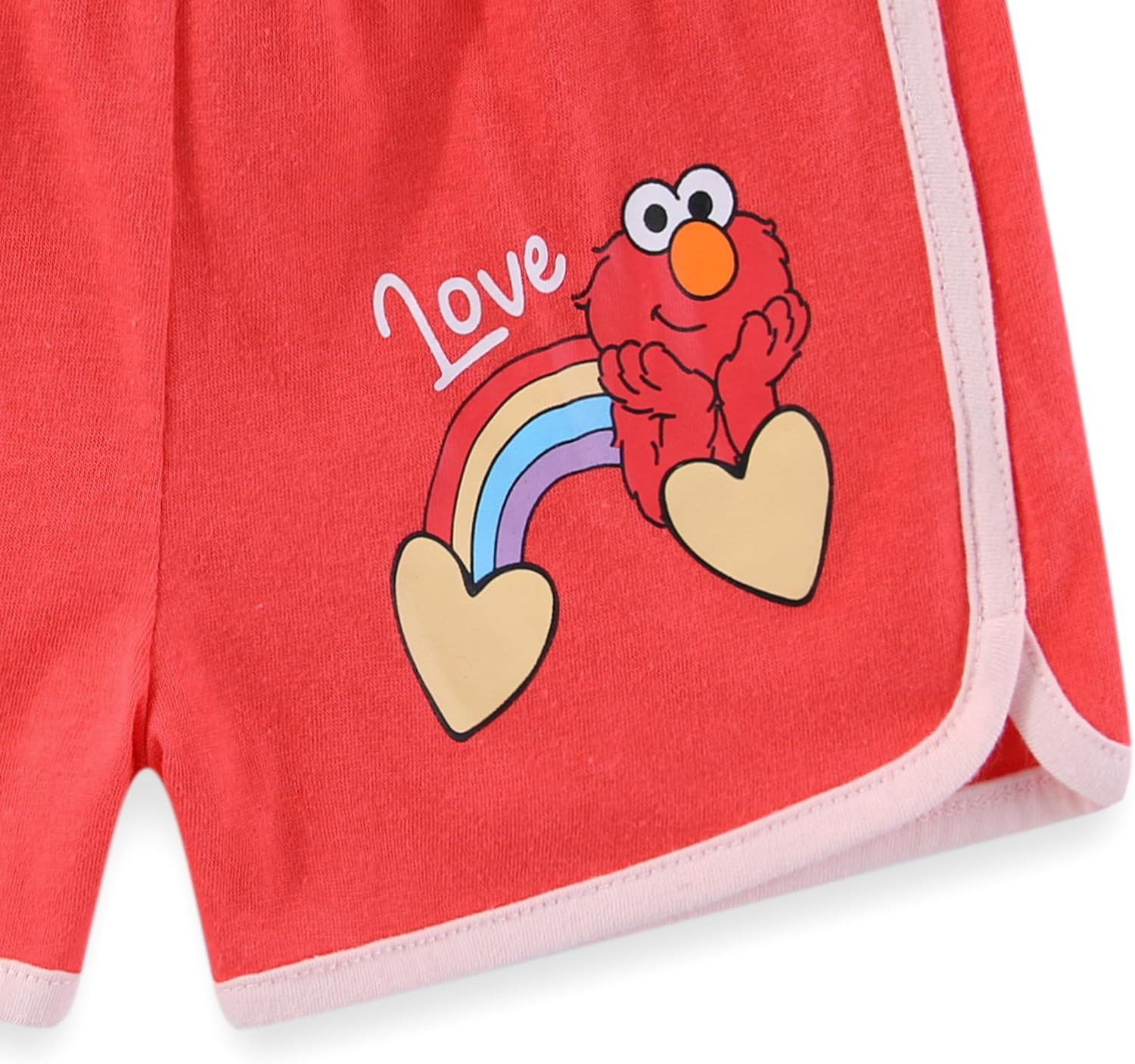 Sesame Street Elmo Girls Short Sleeve T-Shirt and Shorts Set for Toddler and Big Kids