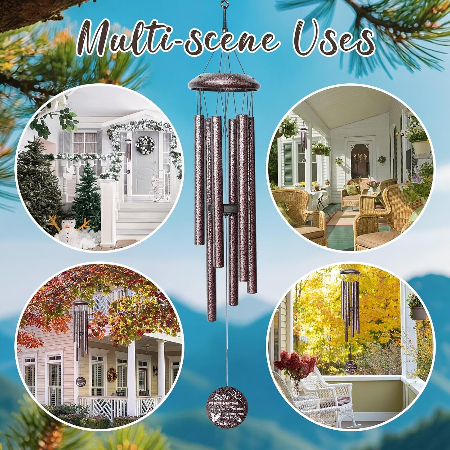 Gifts for Sister, 25''Wind Chimes, Birthday Gifts for Sister, Soul Sisters Unique Gift for Women,Thanksgiving,Christmas Day Gift Ideas for Love Rreminder - Image 7