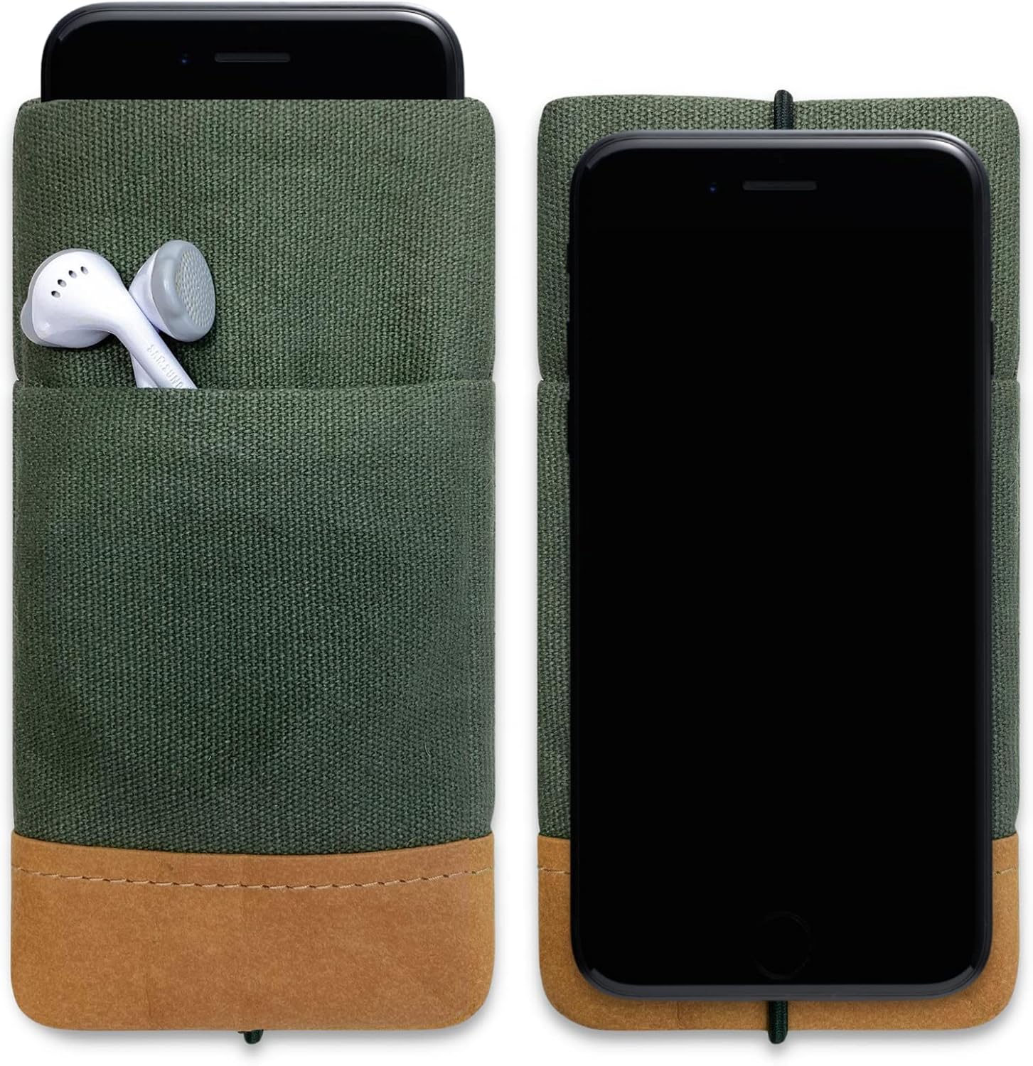 Moin Padded Cotton Phone Sleeve with Rubber Closure - Handmade Case for iPhone 13/14/15 Pro Max, iPhone 13/14/15 Pro, iPhone 13/14, Galaxy S23+, Other (6.1-6.9 inches) (Pine)