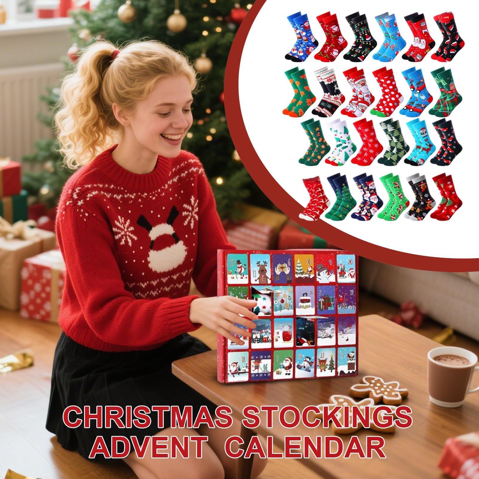 Adventskalender Spielzeug Weihnachts Winter Must-Have | 24 Tage Lustige Socken Adventskalender Für Frauen Für Männer Frauen Jugendliche Teenager Oma Sohn Tochter
