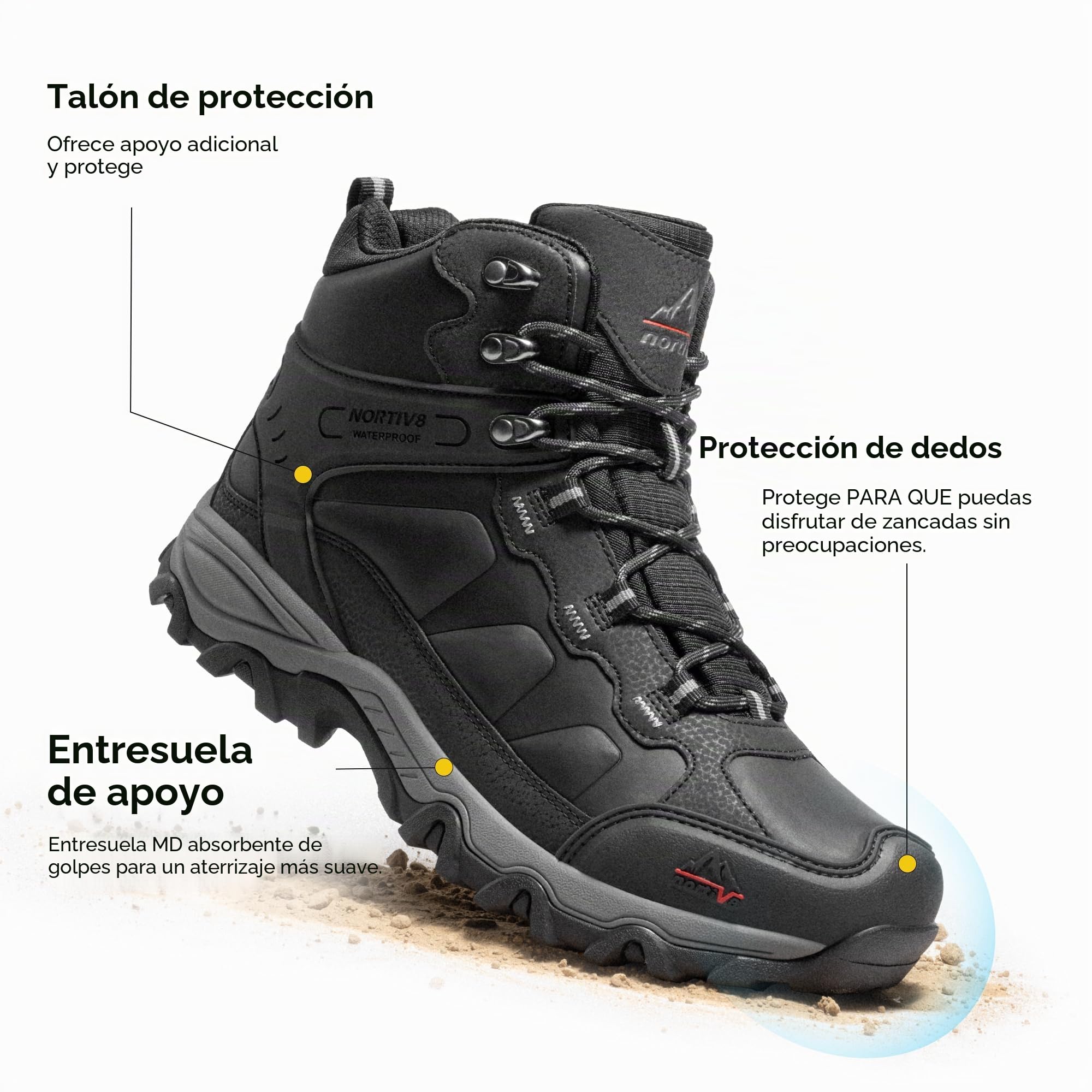 NORTIV 8 Botas de Montaña Zapatos de Senderismo Hombres Zapatillas Trekking Impermeables Ligeros Antideslizantes