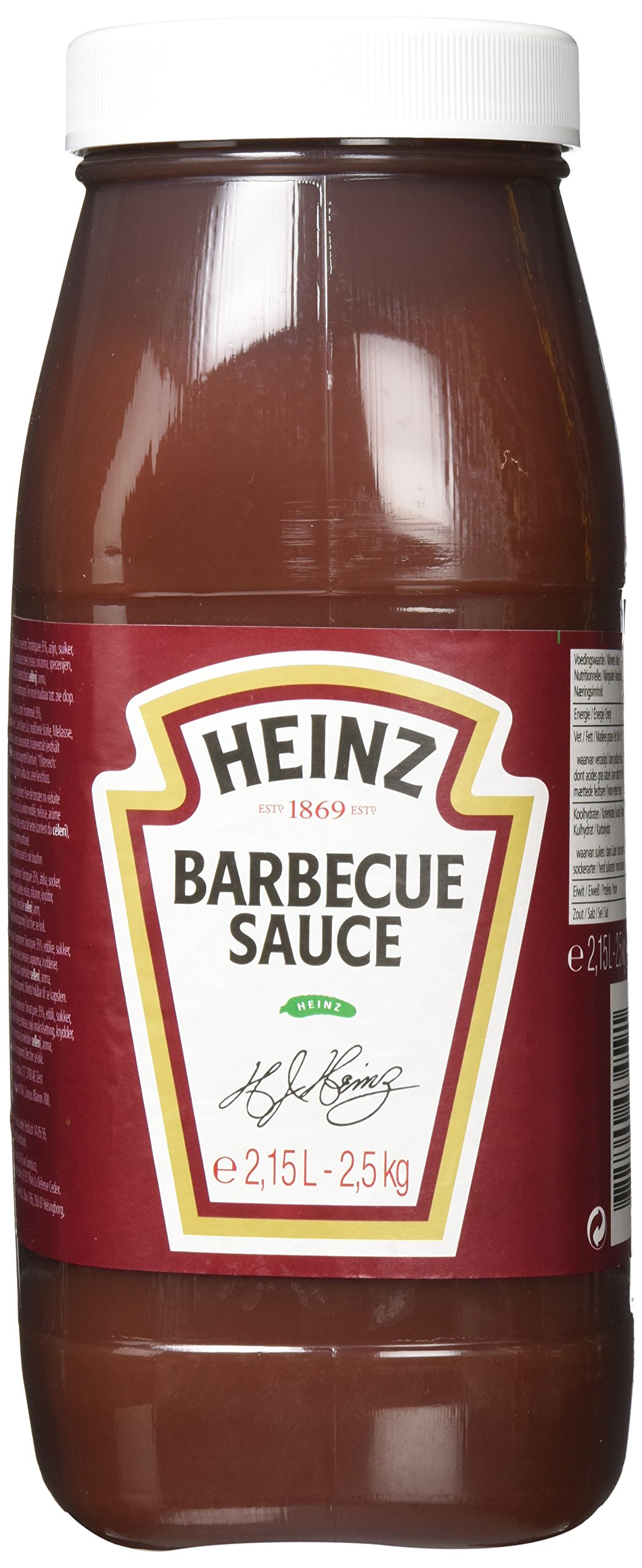 Heinz Barbecue Sauce Rauchig-würzige Grillsauce in Plastikkanne – 2 x 2,15 l