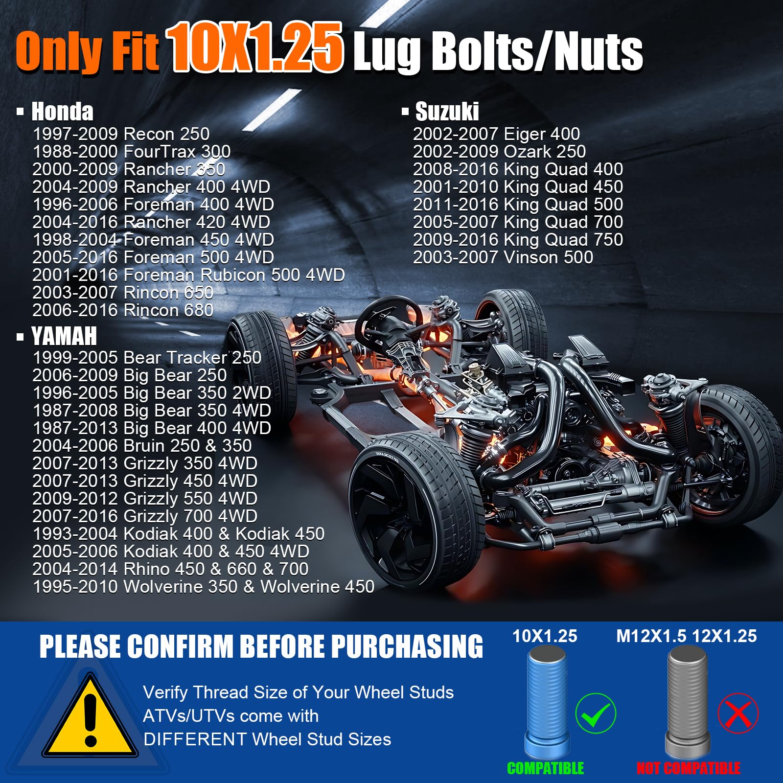 SCITOO 4Pcs 2" Wheel Spacers 4x110 Studs 10x1.25 74.1mm 4Lug Hubcentric Wheel Spacers Fit For Yamaha Grizzly 700 Grizzly 550 Grizzly 450 Grizzly 350 Rhino 700 Big Bear 400 Wolverine 450 - View #13