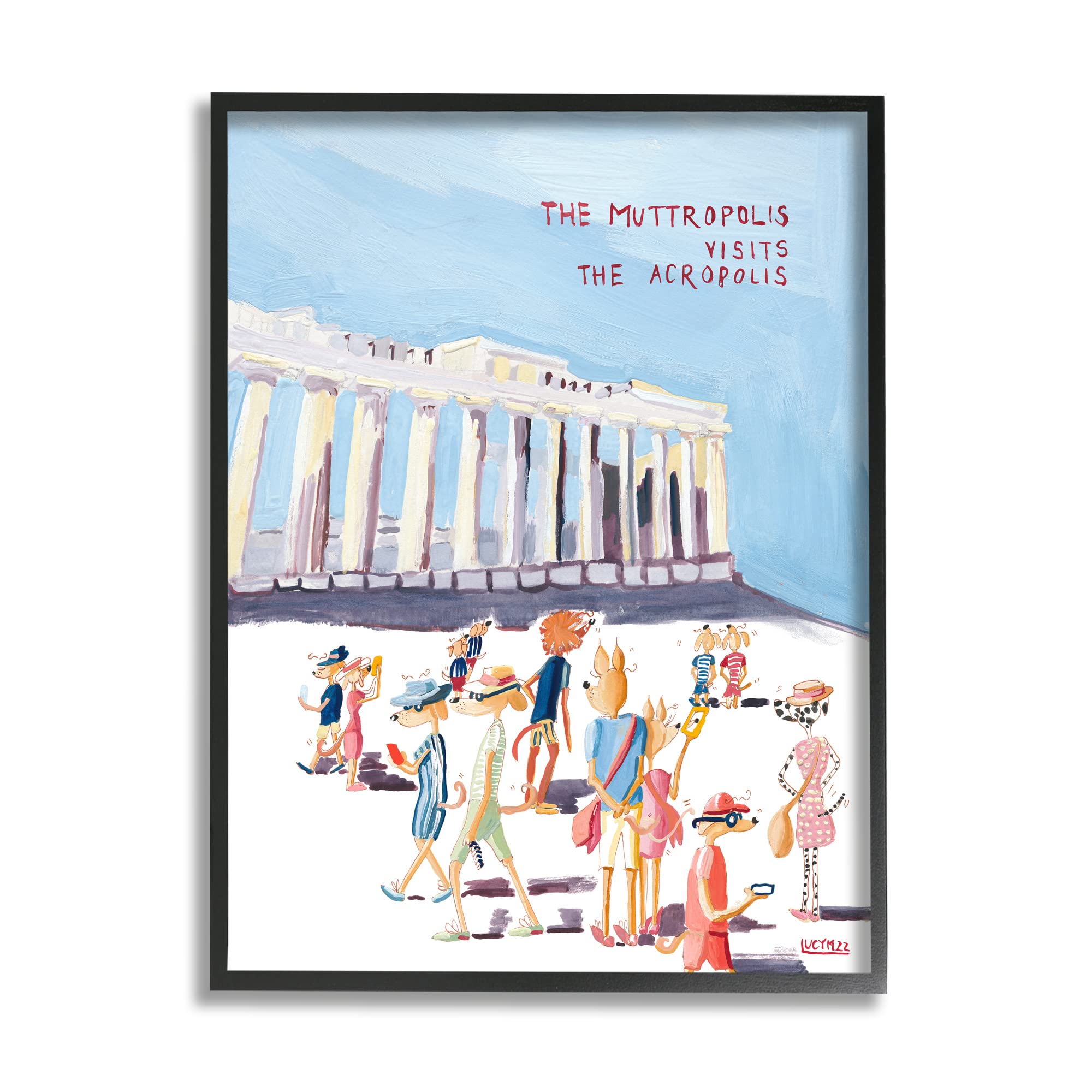 Stupell Industries Muttropolis Visits Acropolis Funny Framed Giclee Art, Design by Lucy Marshall