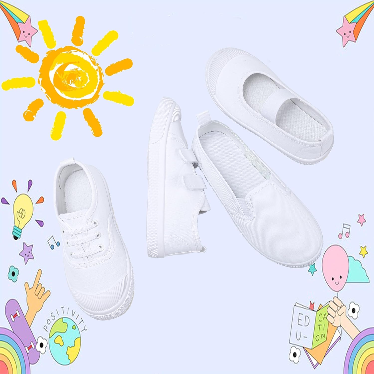 Kids White Shoes Toddlers Canvas Sneakers Slip-on Light Weight Comfortable Causal Running Shoes Skin-Friendly for Boys Girls - Image 7