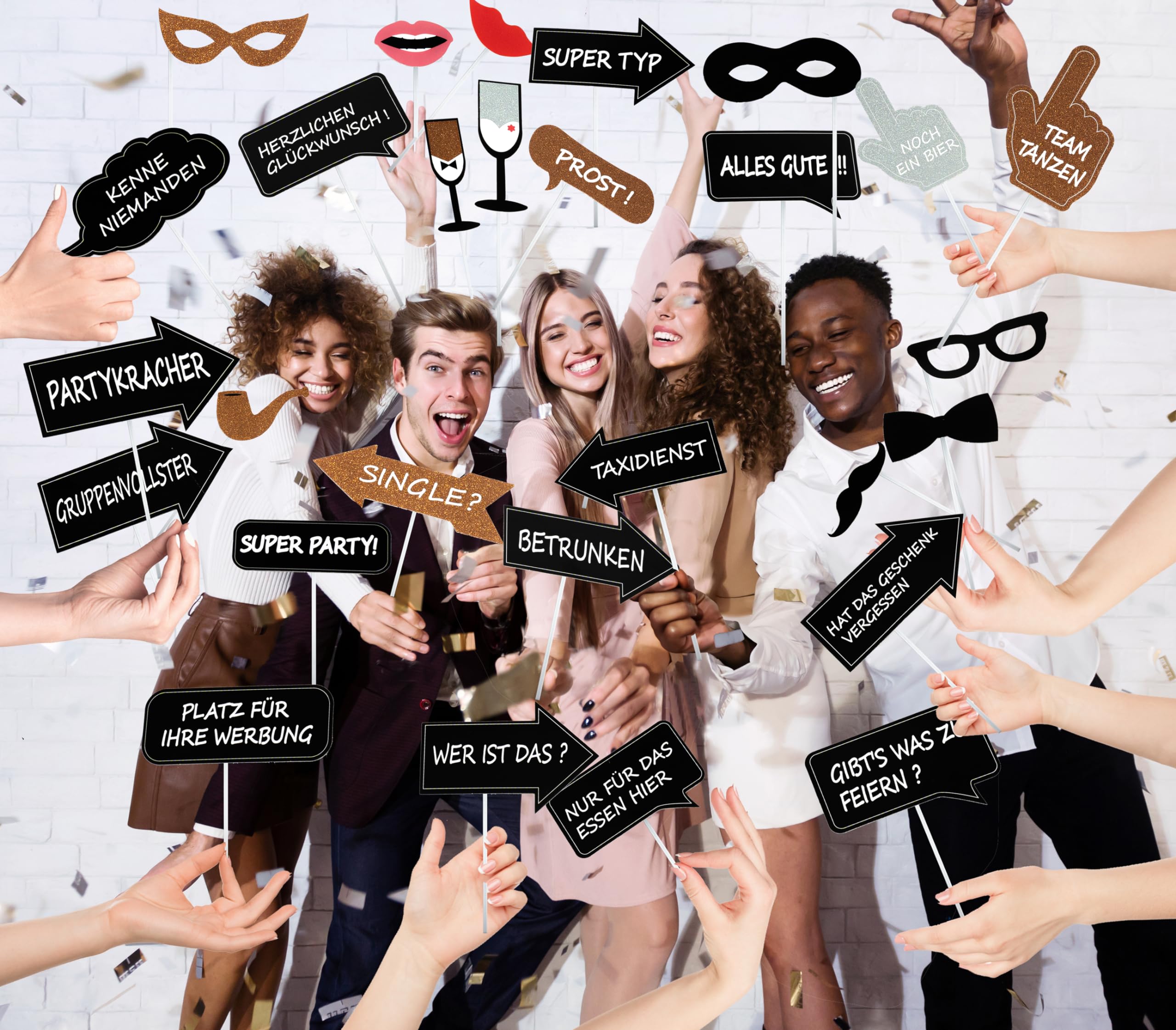 24 Foto-Requisiten Für Geburtstagsparty - Lustige Pappschilder Mit Stäbchen, Perfekt Für Selfies