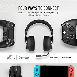 Corsair Virtuoso RGB Wireless XT Multiplatform Gaming Headset with Bluetooth - Dolby Atmos - Broadcast Quality Microphone - iCUE Compatible- PC, Mac, PS5, PS4, Nintendo Switch, Mobile - Black