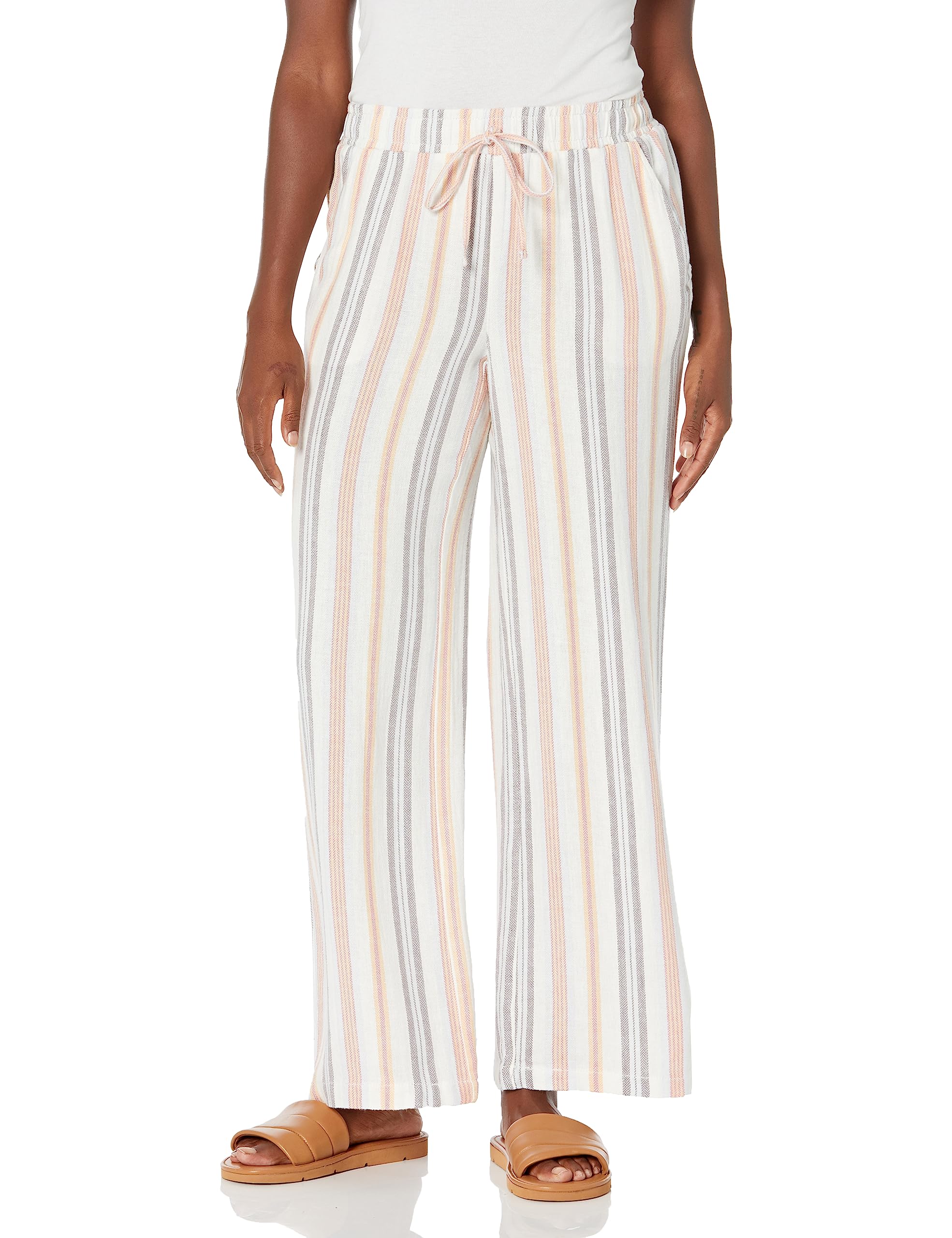 Briggs New York Womens Linen Pull On Wide Leg Casual Pants