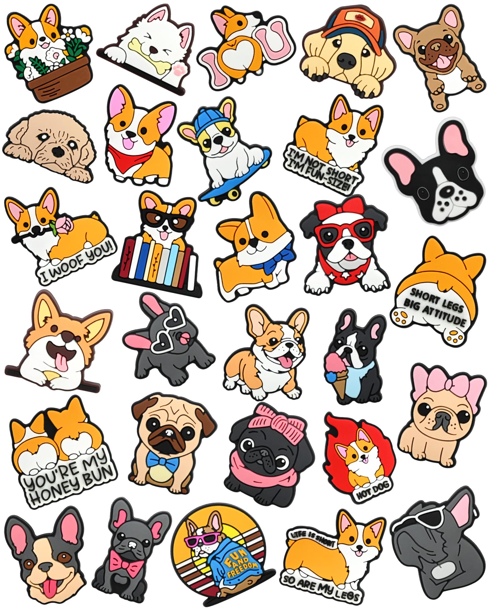 30 PCS Cute Pins Bulk,Funny Backpack Pin Lapel Badge Pins Set Different Dog Brooch Pins for Backpacks,Jackets,Hats,Bags