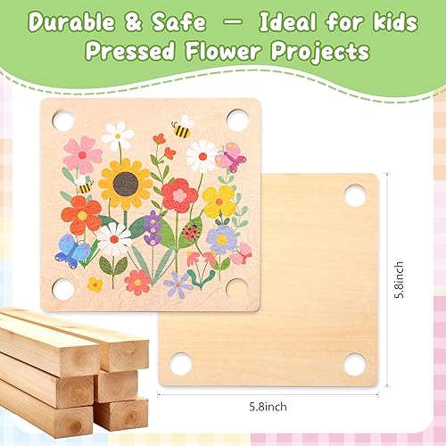 Miniatura 6 de Aboofx Creativity - Kit de arte de flores prensadas para niños, kits de manualidades de 4 capas de madera para manualidades, prensa de flores y