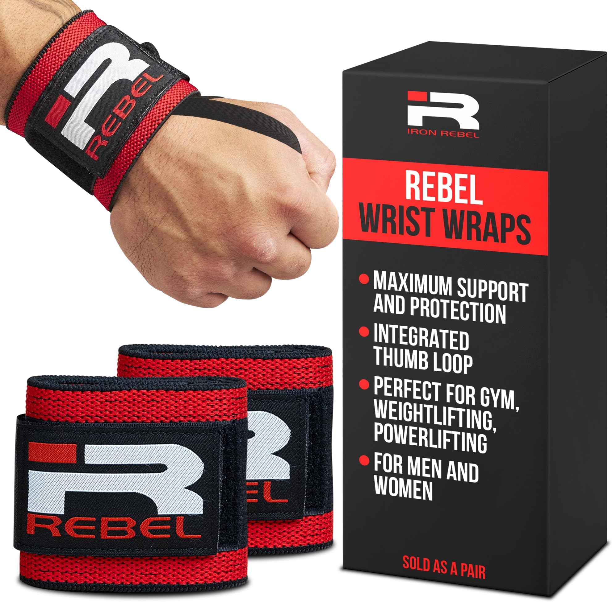 Wrist Wraps - Lift Safely and Improve Performance with Wrist Support for Powerlifting, Bodybuilding or Training - for Men and Women (Pair)