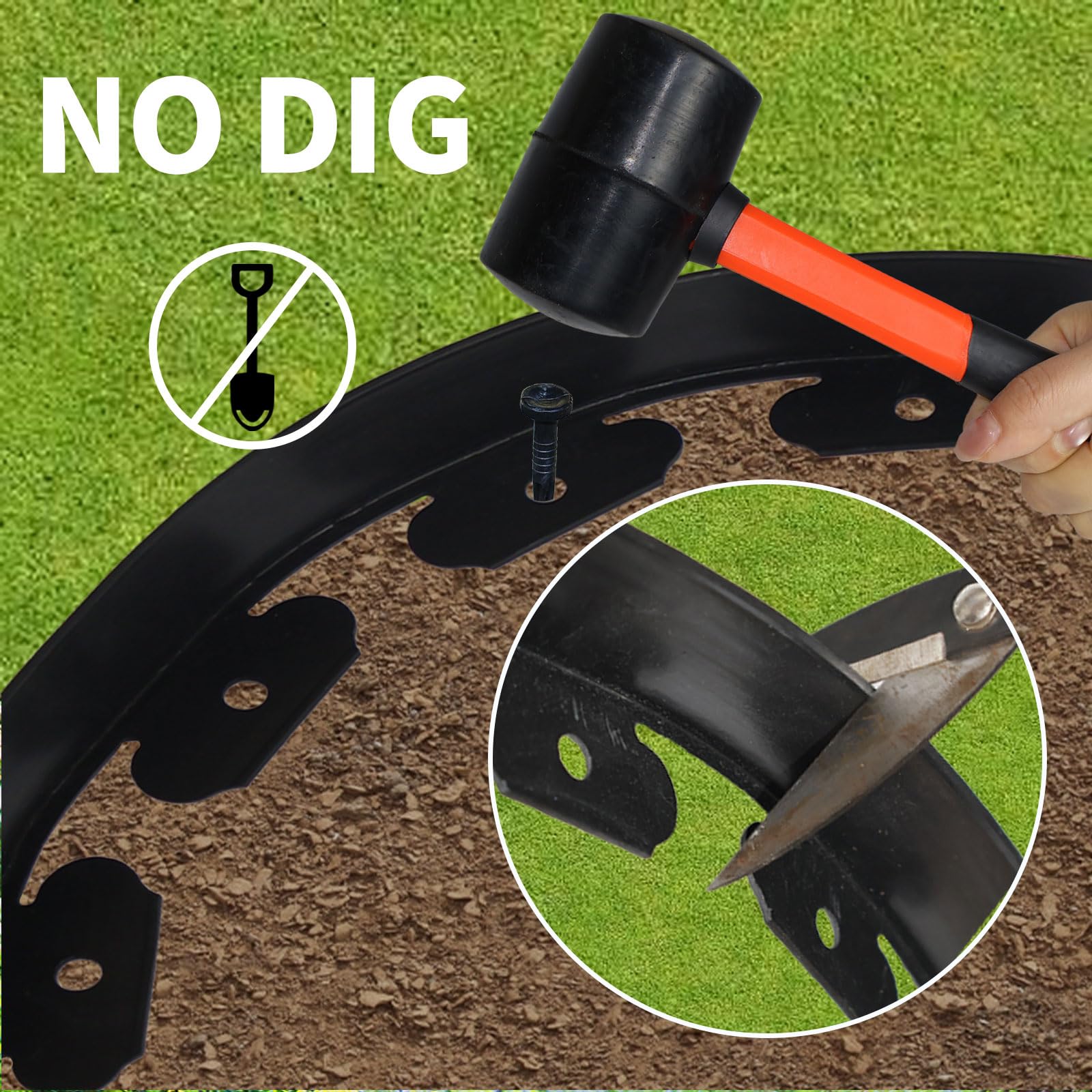 Bordure Jardin Exterieur, Bordure de Jardin Flexible Plastique 10cmx10m, Comprend 30 Pointes d'ancrage et 1 connecteurs Inclus, avec Une Paire de Gants, Bordures Jardin Décorative (Noir, 10cmx10m)