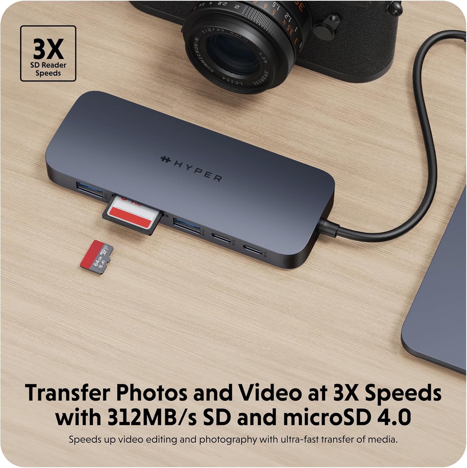 HyperDrive Next USB-C Hub with an external hard drive connected via USB