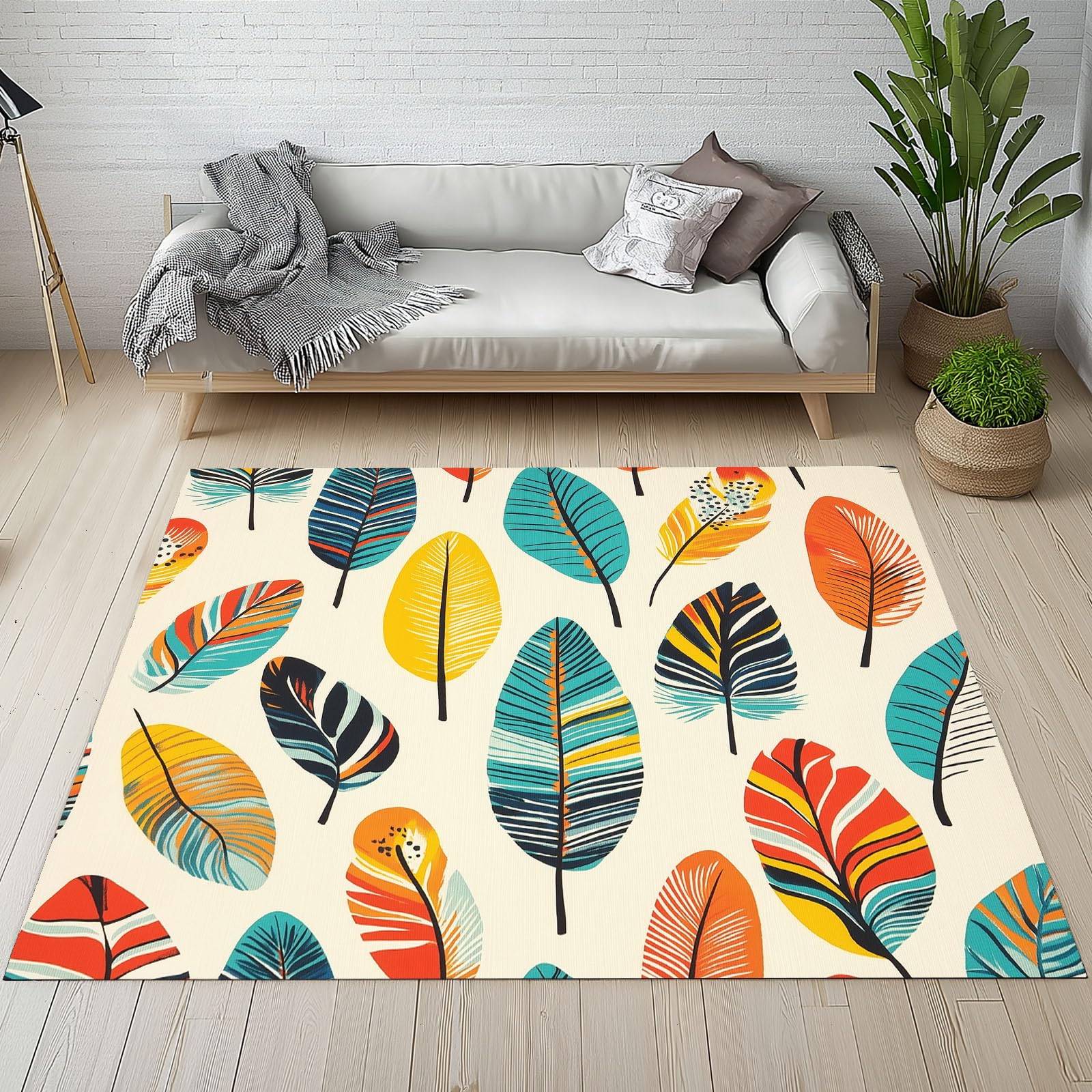 Tapis salon 160 x 230 cm ethnique boho lavable et antidérapant
