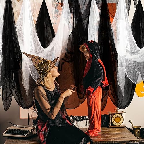 Miniatura 6 de Boao Decoraciones de Halloween, paño espeluznante de Halloween, muselina de algodón, gasa espeluznante para fiesta de Halloween, interiores y