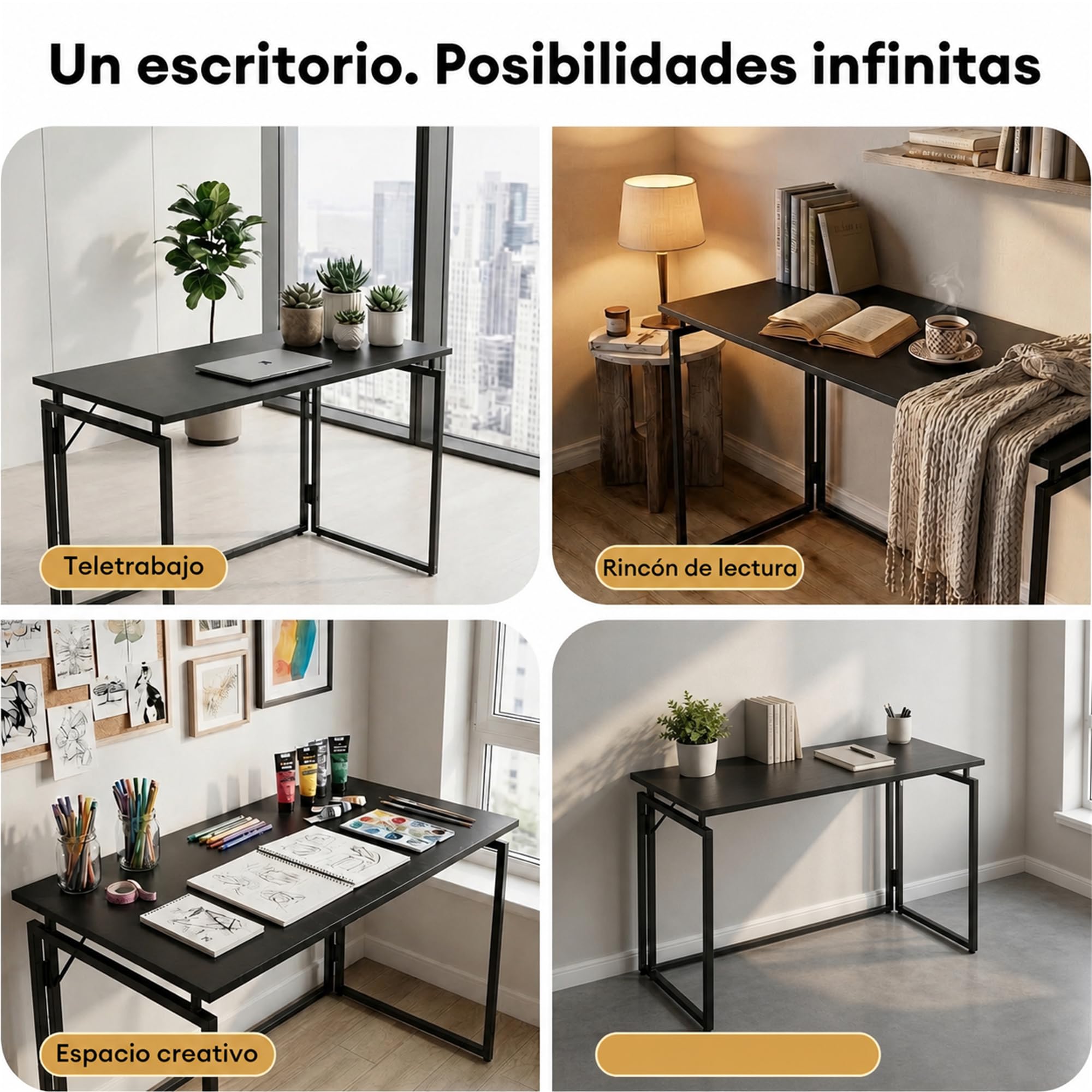 MUSSO F5 Escritorio Plegable 80 x 40 cm sin Montaje | 80 x 40 cm; diseño plegable; sin montaje; escritorio compacto; uso en casa u oficina